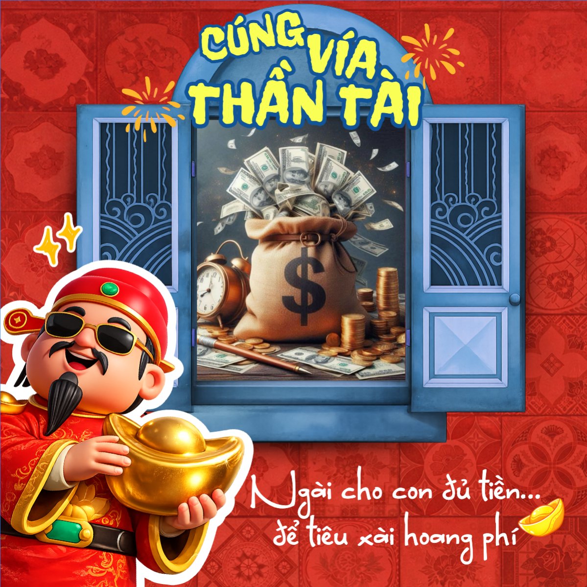 Mẫu Bài post MXH vuông Cúng vía thần tài — LayerPic