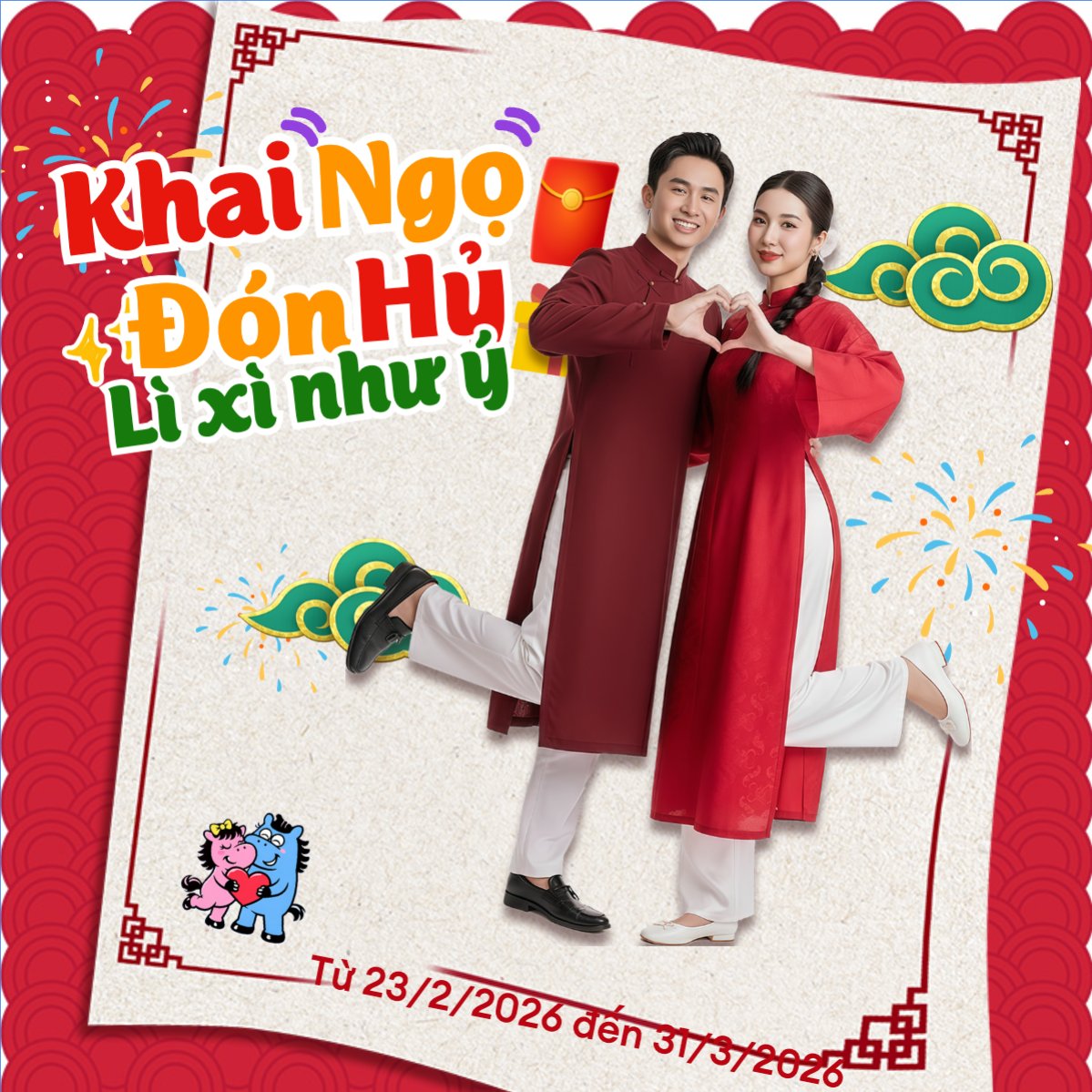 Mẫu Bài post MXH vuông Khai ngọ đón hỷ — LayerPic