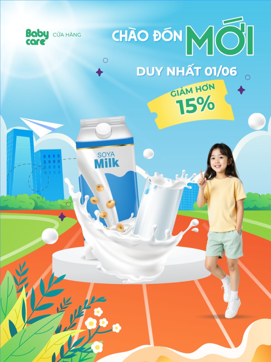 Quốc tế thiếu nhi, 1/6, trẻ em, quảng cáo, giảm giá, ưu đãi, sale, nước uống, drink