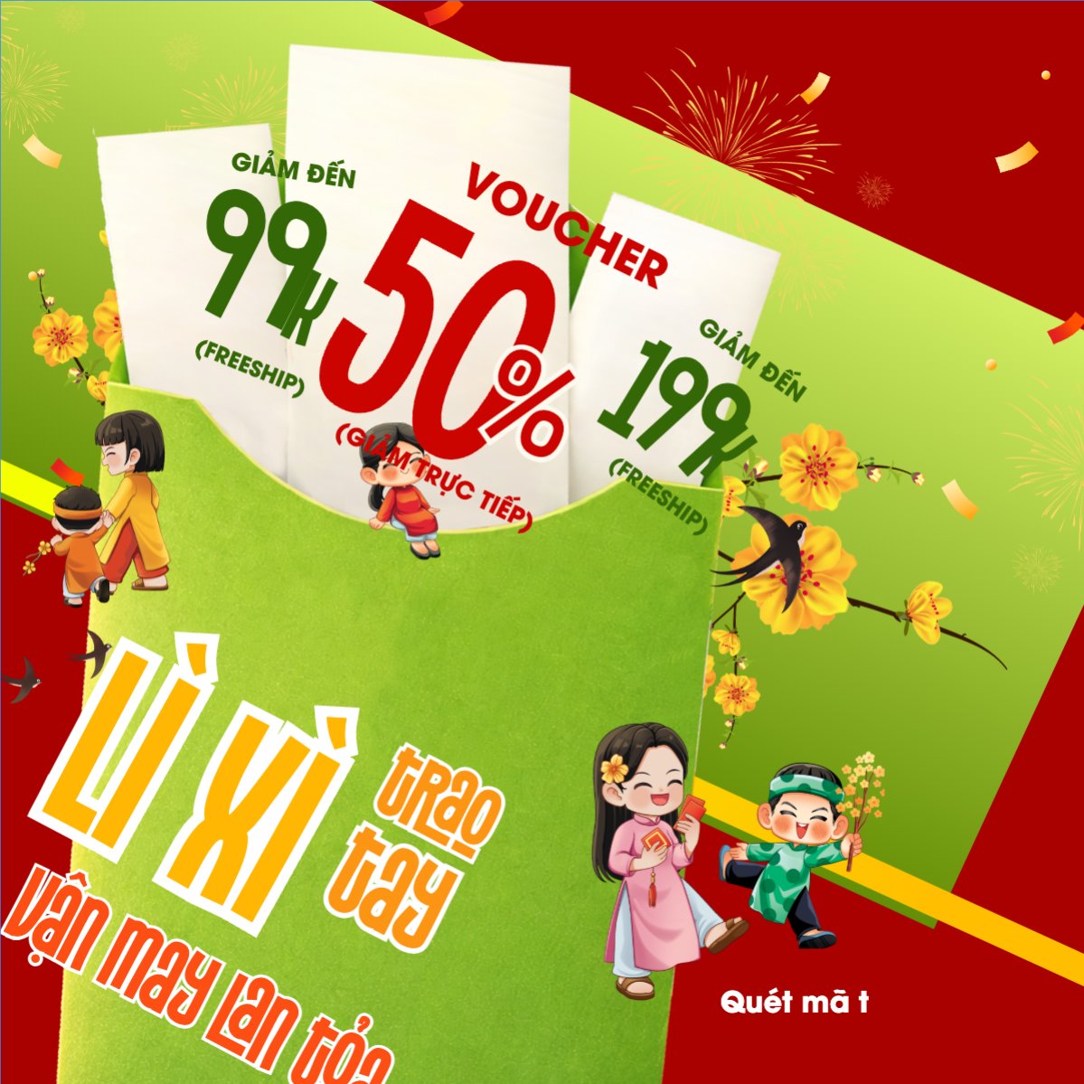 Mẫu Bài post MXH vuông Lì xì đầu năm — LayerPic