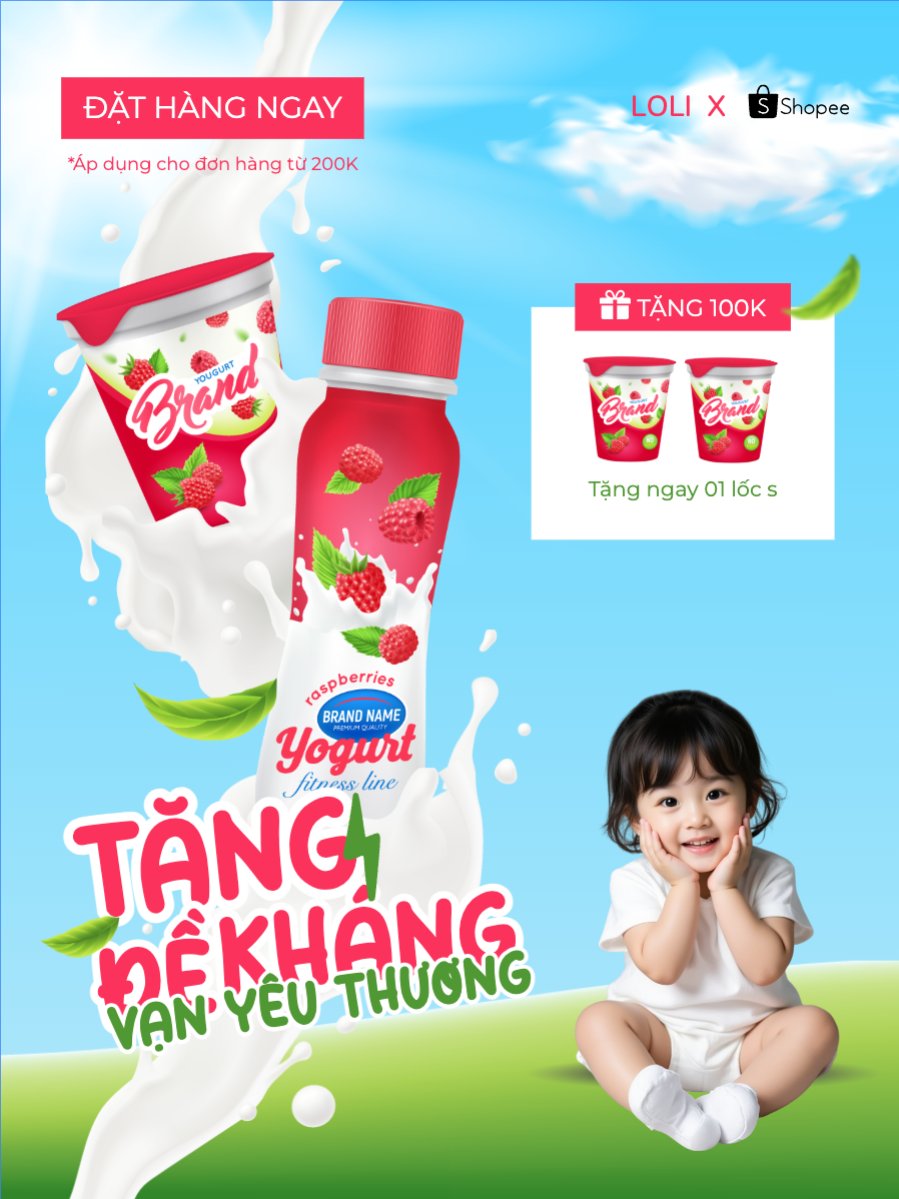 Mẫu Banner dọc Quốc tế thiếu nhi, 1/6, trẻ em, quảng cáo, giảm giá, ưu đãi, sale, nước uống, drink — LayerPic