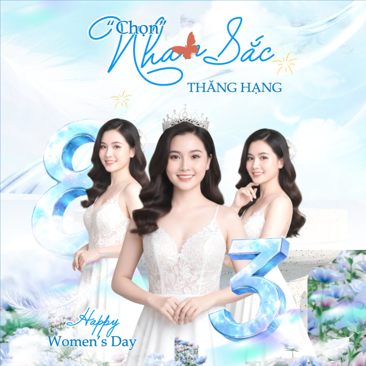 Mẫu Bài post MXH vuông Chọn nhan sắc thăng hạng khí chất 8/3 — LayerPic