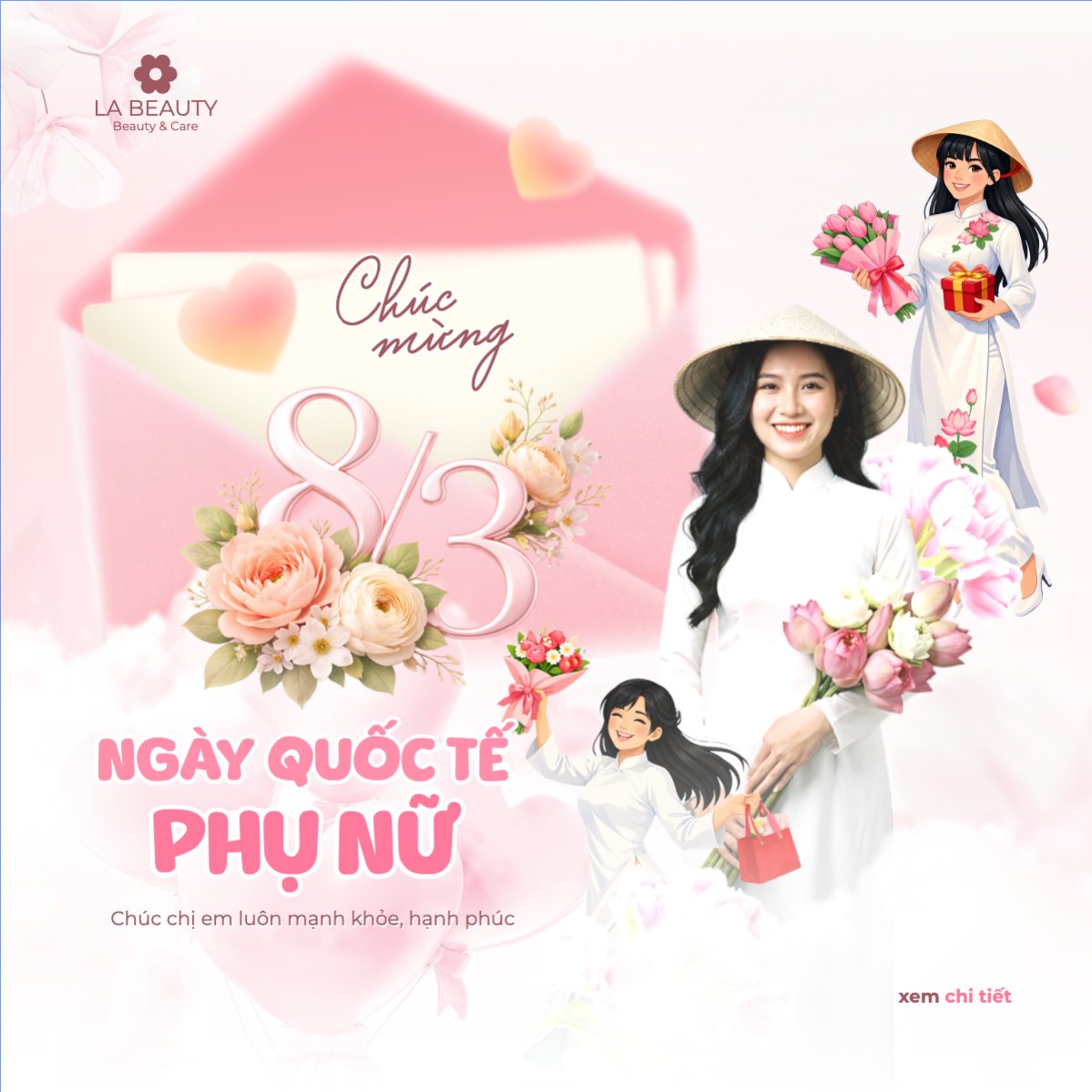 Mẫu Bài post MXH vuông Chúc mừng ngày Quốc tế phụ nữ 8/3 — LayerPic