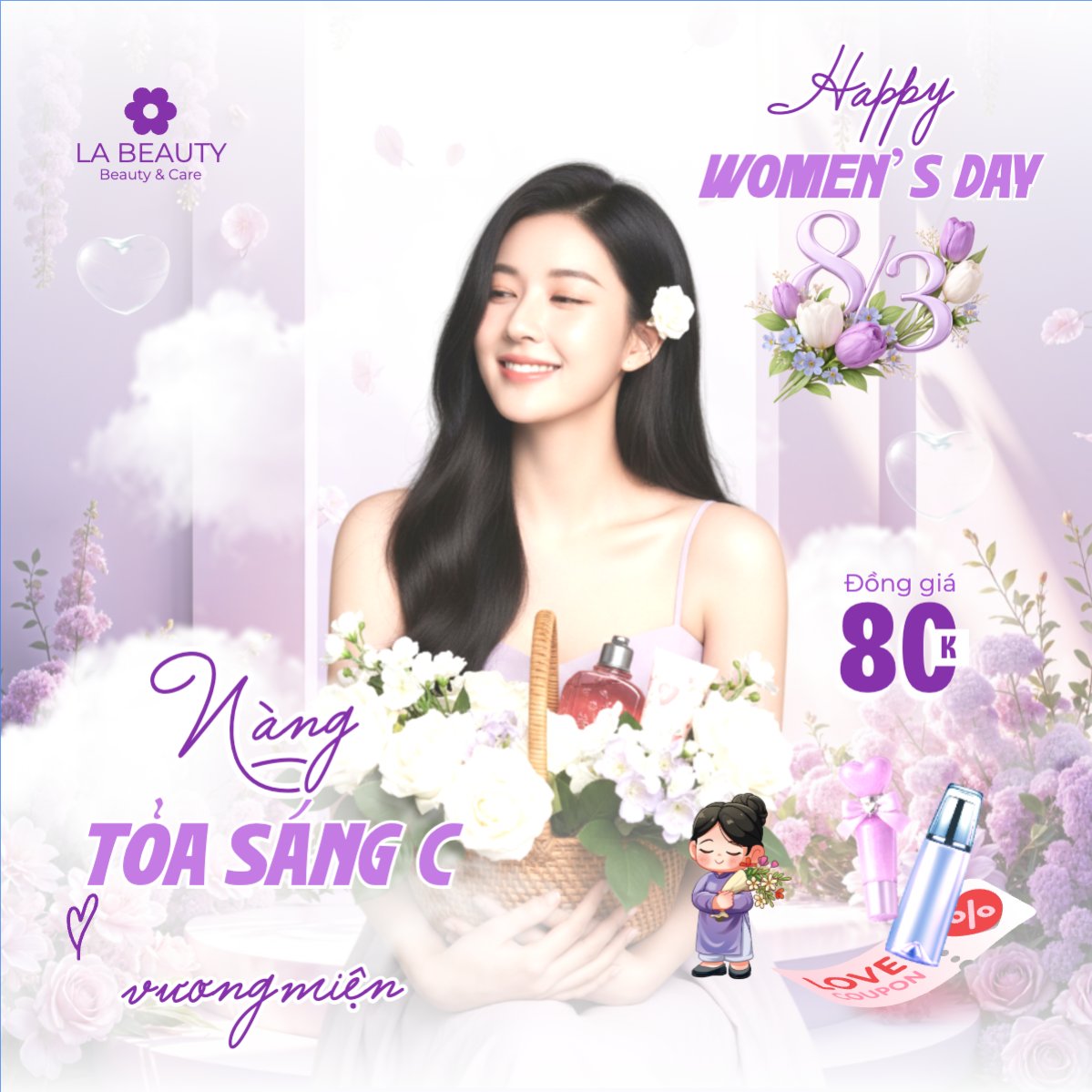 Mẫu Bài post MXH vuông Nàng tỏa sáng chẳng cần vương miện 8/3 — LayerPic