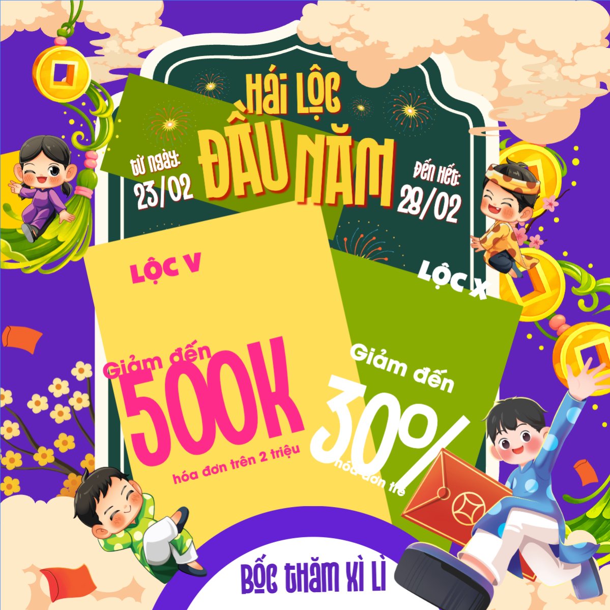 Mẫu Bài post MXH vuông Lì xì đầu năm — LayerPic