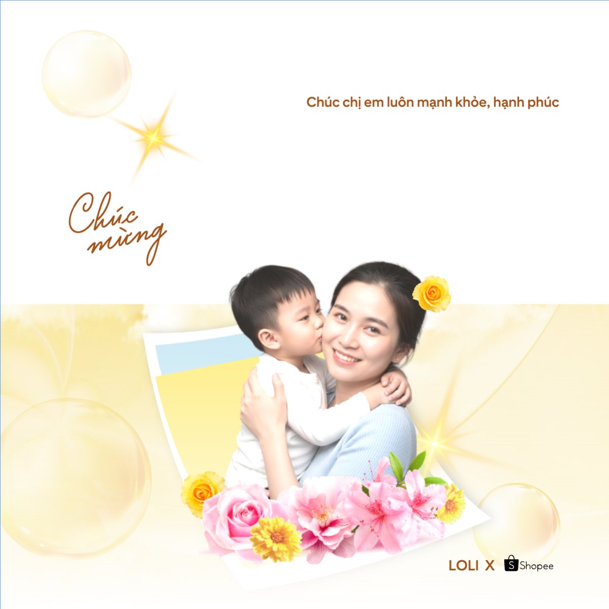 Mẫu Bài post MXH vuông Chúc mừng ngày Quốc tế phụ nữ 8/3 — LayerPic