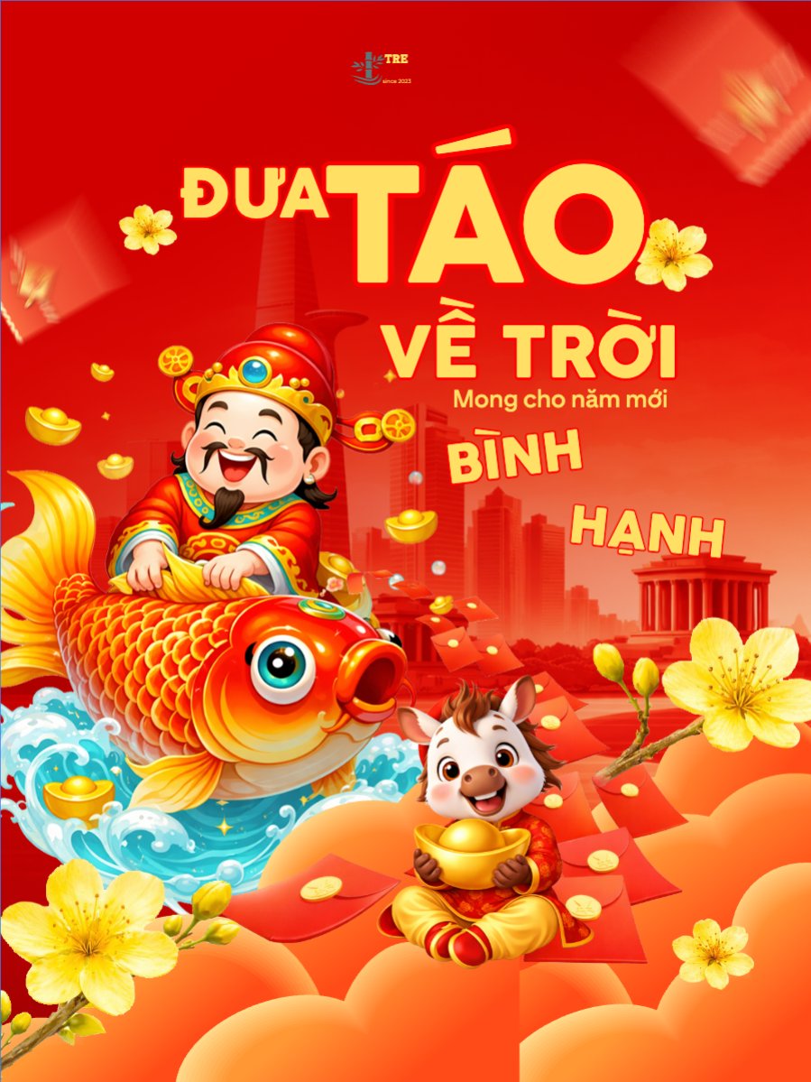 Mẫu Banner dọc Đưa ông Táo về trời — LayerPic