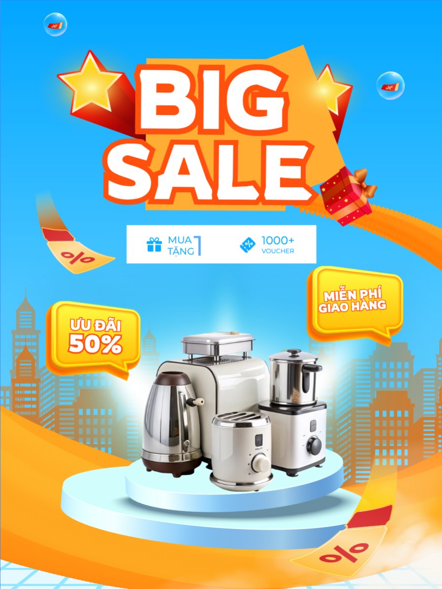 Mẫu Banner dọc Giảm giá, sale, gia dụng, đồ gia dụng, nhà bếp — LayerPic