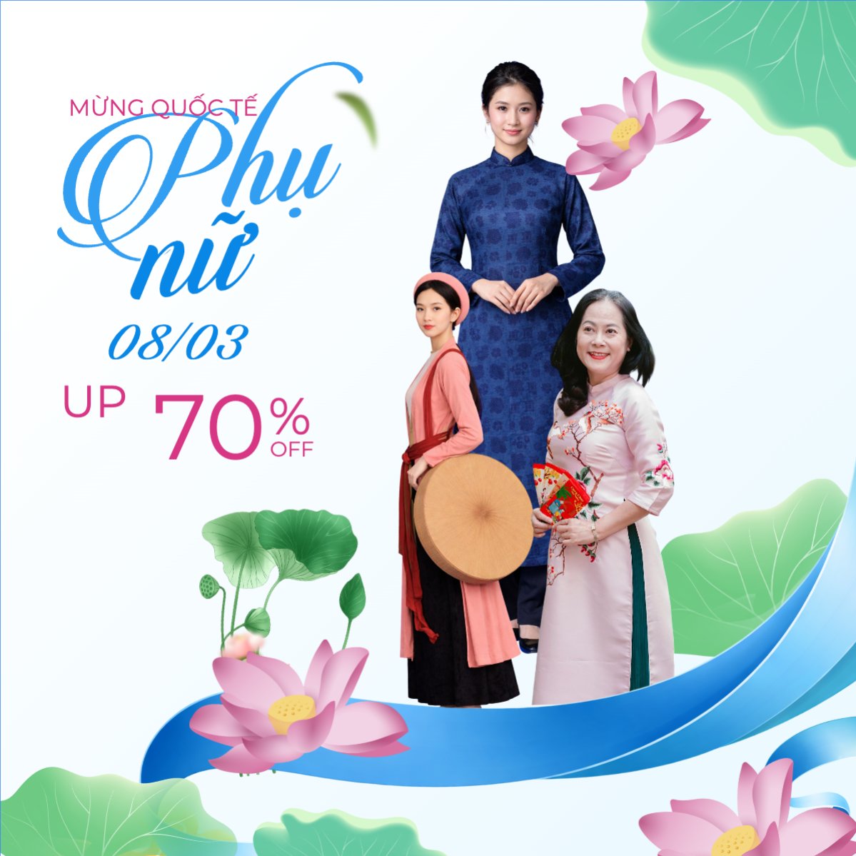 Mẫu Bài post MXH vuông Mừng quốc tế 8/3 — LayerPic