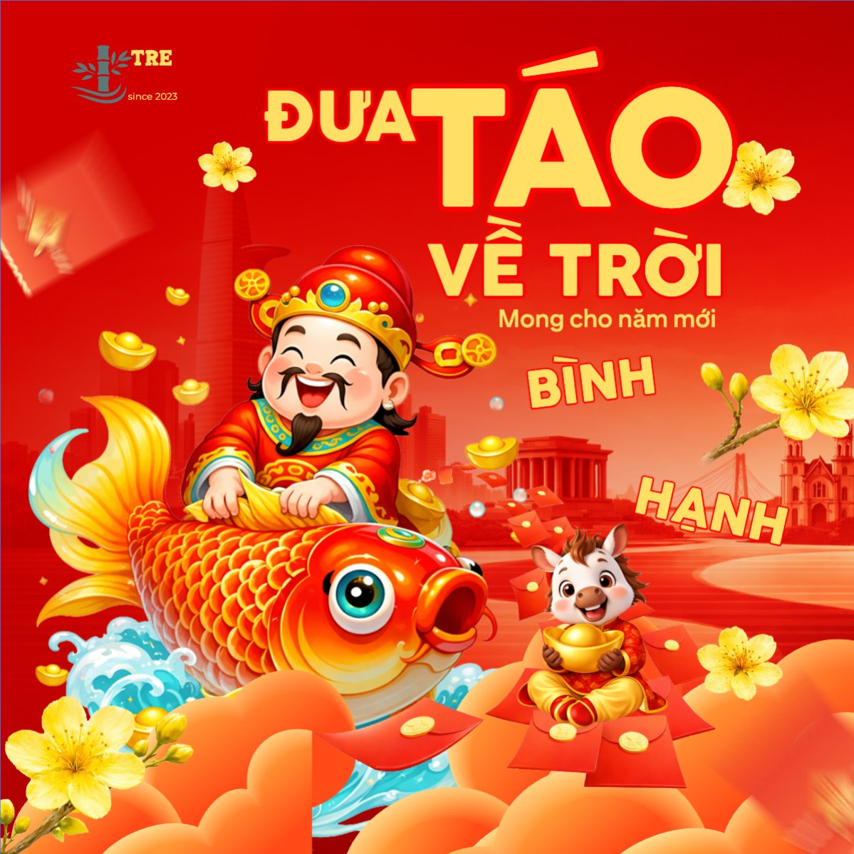 Mẫu Bài post MXH vuông Đưa ông Táo về trời — LayerPic