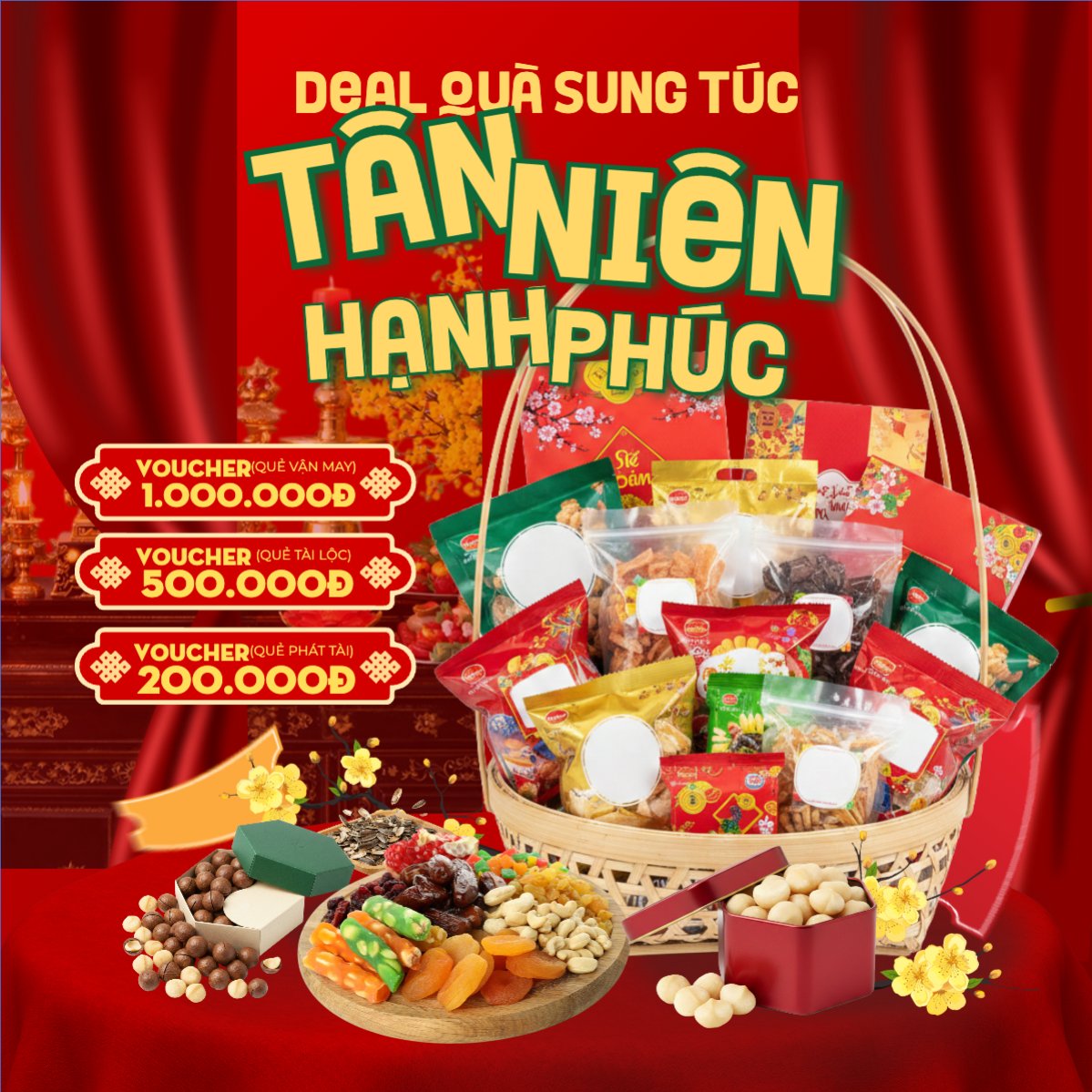 Mẫu Bài post MXH vuông Deal quà sung túc tân niên hạnh phúc — LayerPic
