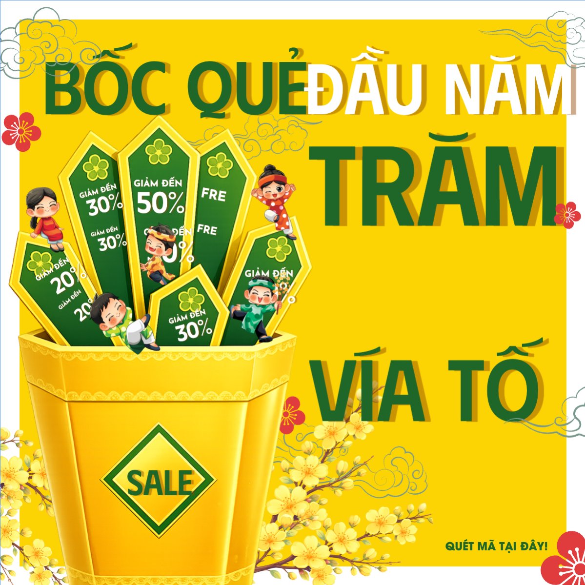Mẫu Bài post MXH vuông Bốc quẻ đầu năm trăm ngàn vía tốt — LayerPic