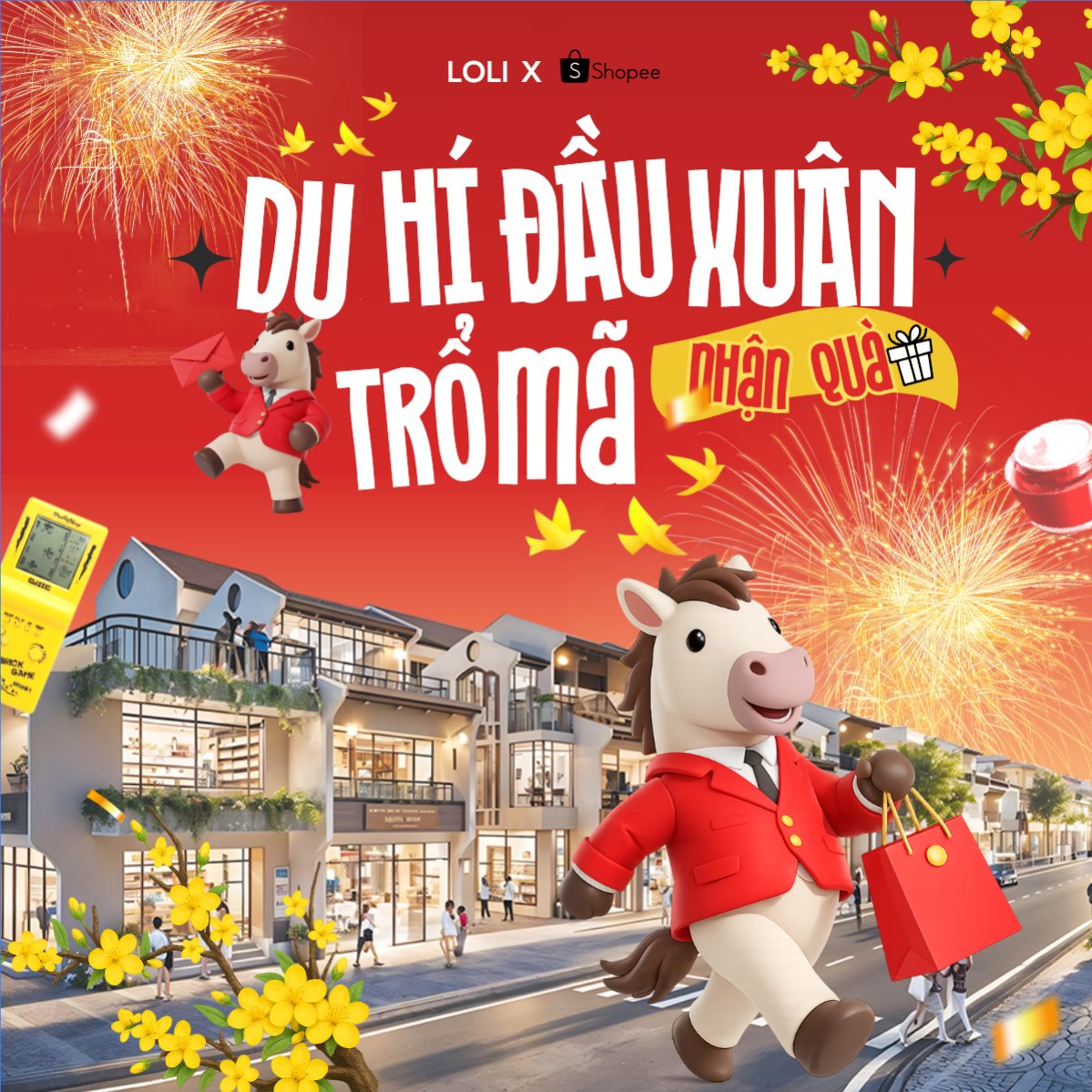 Mẫu Bài post MXH vuông Du hí đầu xuân nhận quà trổ mã — LayerPic