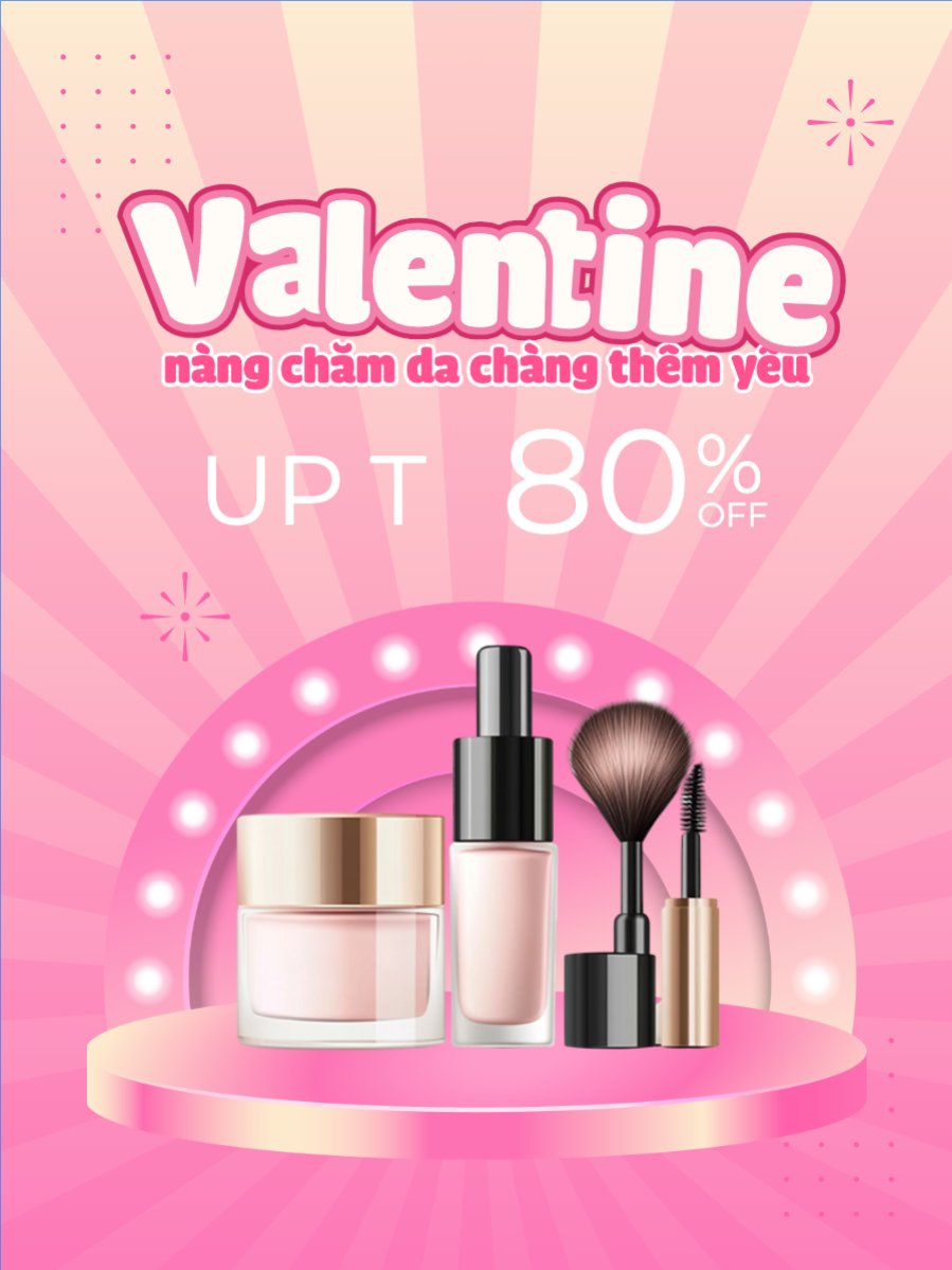 Mẫu Banner dọc Valentine, lễ tình nhân, sale, giảm giá, spa, beauty, làm đẹp, thẩm mỹ — LayerPic