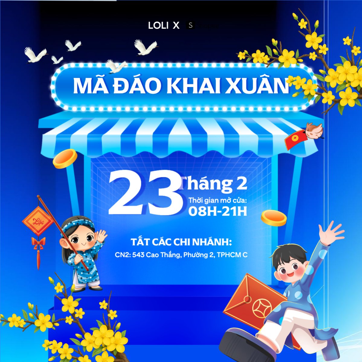 Mẫu Bài post MXH vuông Thông báo hoạt động trở lại — LayerPic