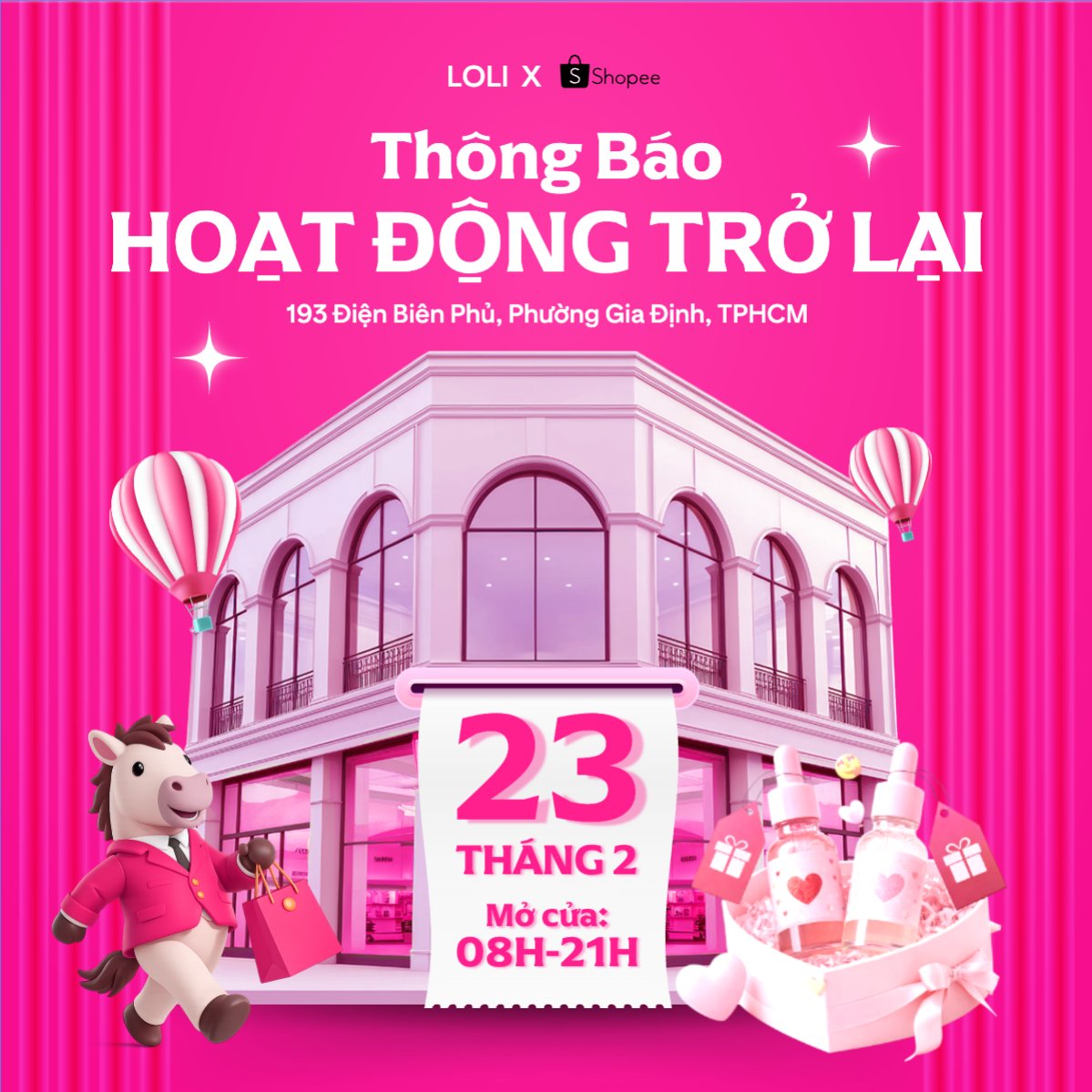 Mẫu Bài post MXH vuông Thông báo hoạt động trở lại — LayerPic