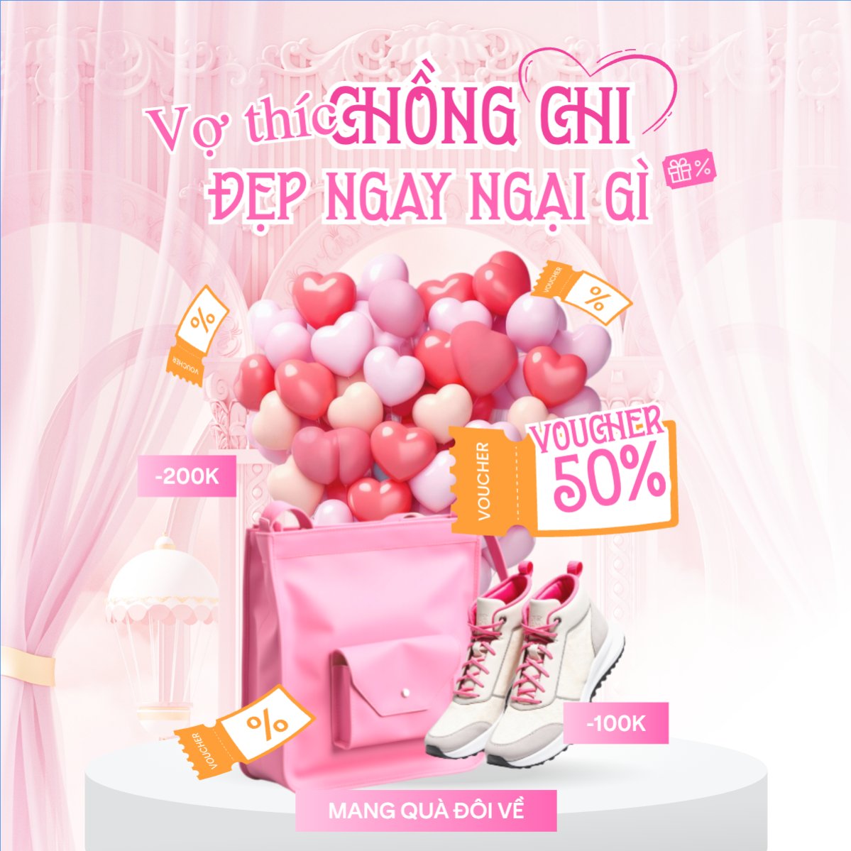 Mẫu Bài post MXH vuông Vợ thích chồng chi đẹp ngay ngại gì — LayerPic