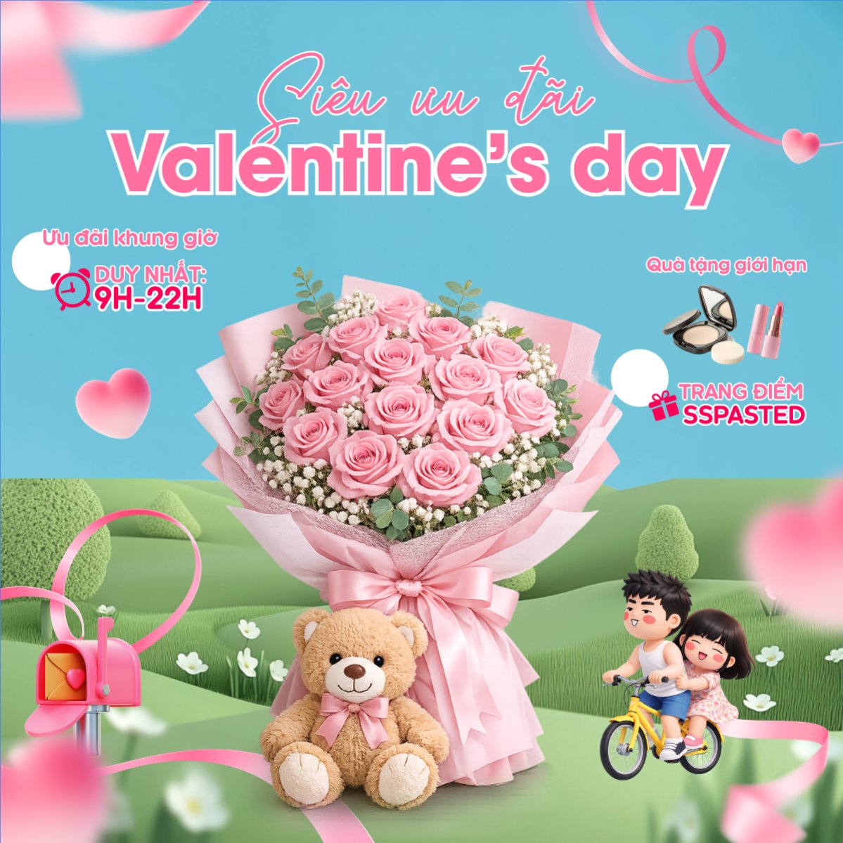 Mẫu Bài post MXH vuông Siêu ưu đãi valentine's day — LayerPic