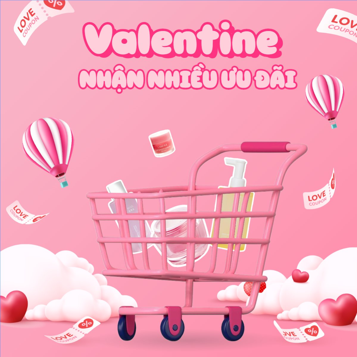 Mẫu Bài post MXH vuông Valentine nhận nhiều ưu đãi — LayerPic