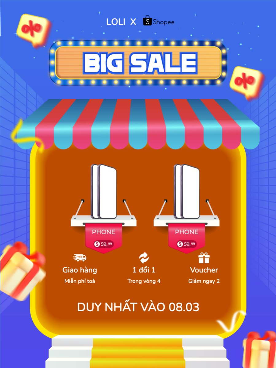 Mẫu Banner dọc Giảm giá, sale, điện thoại, tựu trường, giáo dục, công nghệ, technology, điện tử, electronic — LayerPic