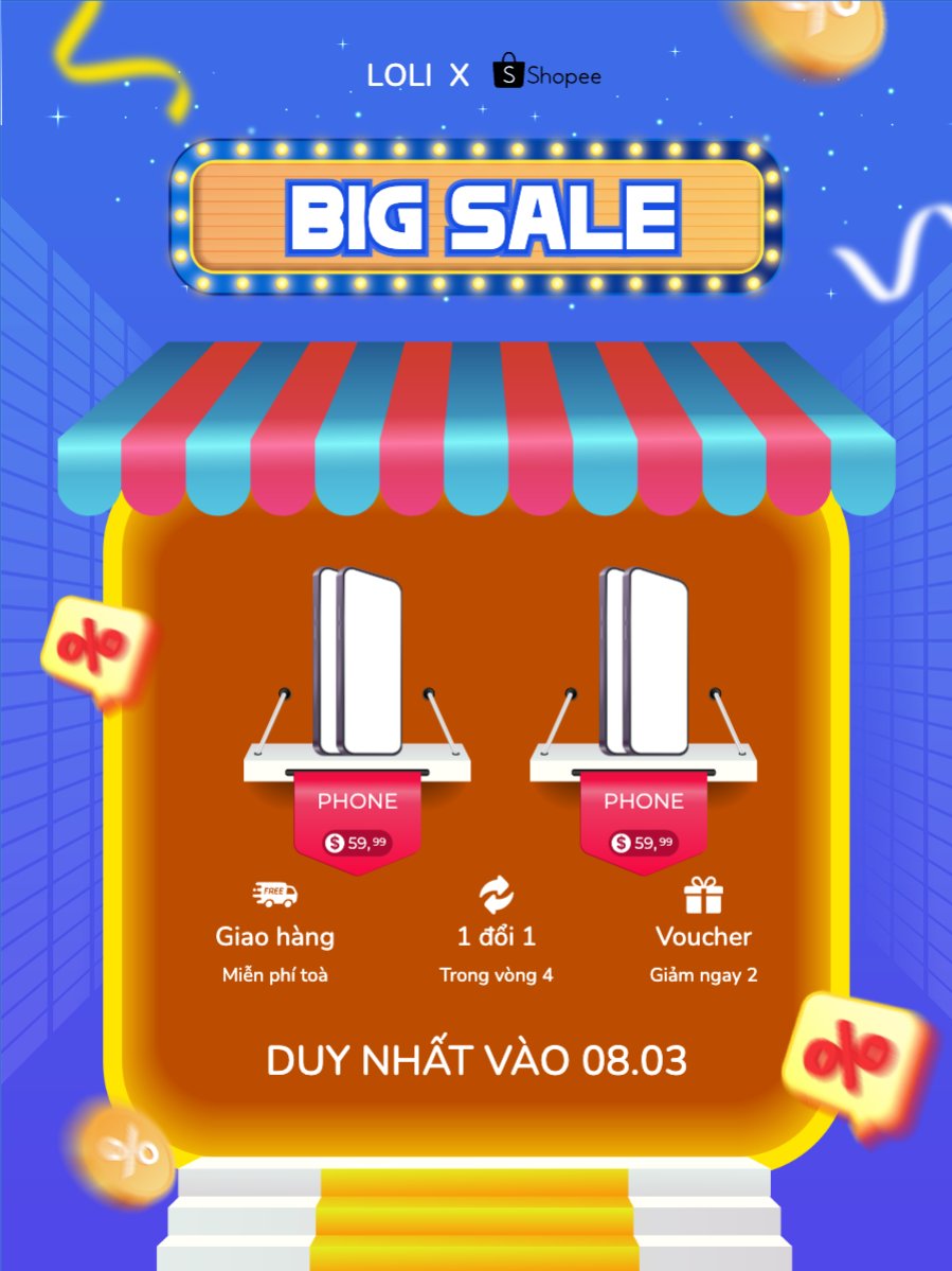 Mẫu Banner dọc Giảm giá, sale, điện thoại, tựu trường, giáo dục, công nghệ, technology, điện tử, electronic — LayerPic