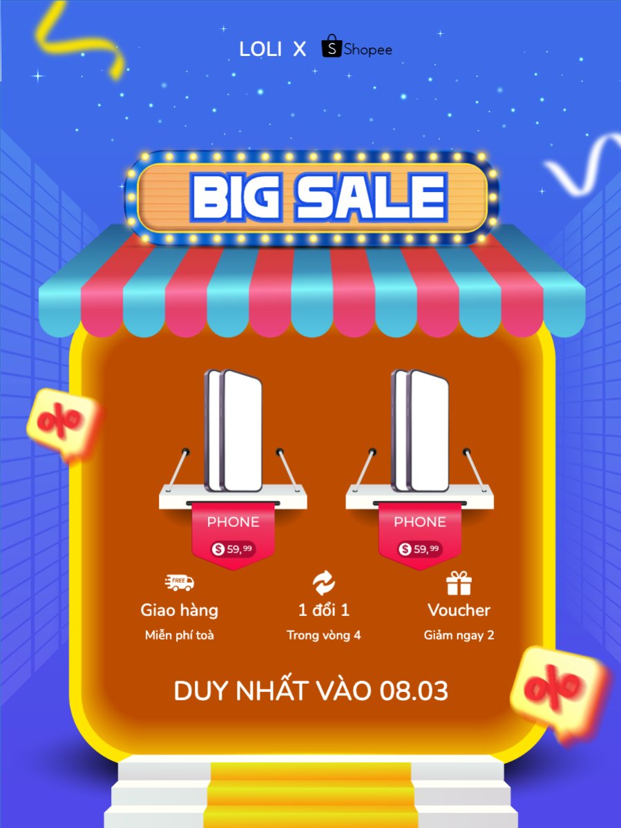 Mẫu Banner dọc Giảm giá, sale, điện thoại, tựu trường, giáo dục, công nghệ, technology, điện tử, electronic — LayerPic