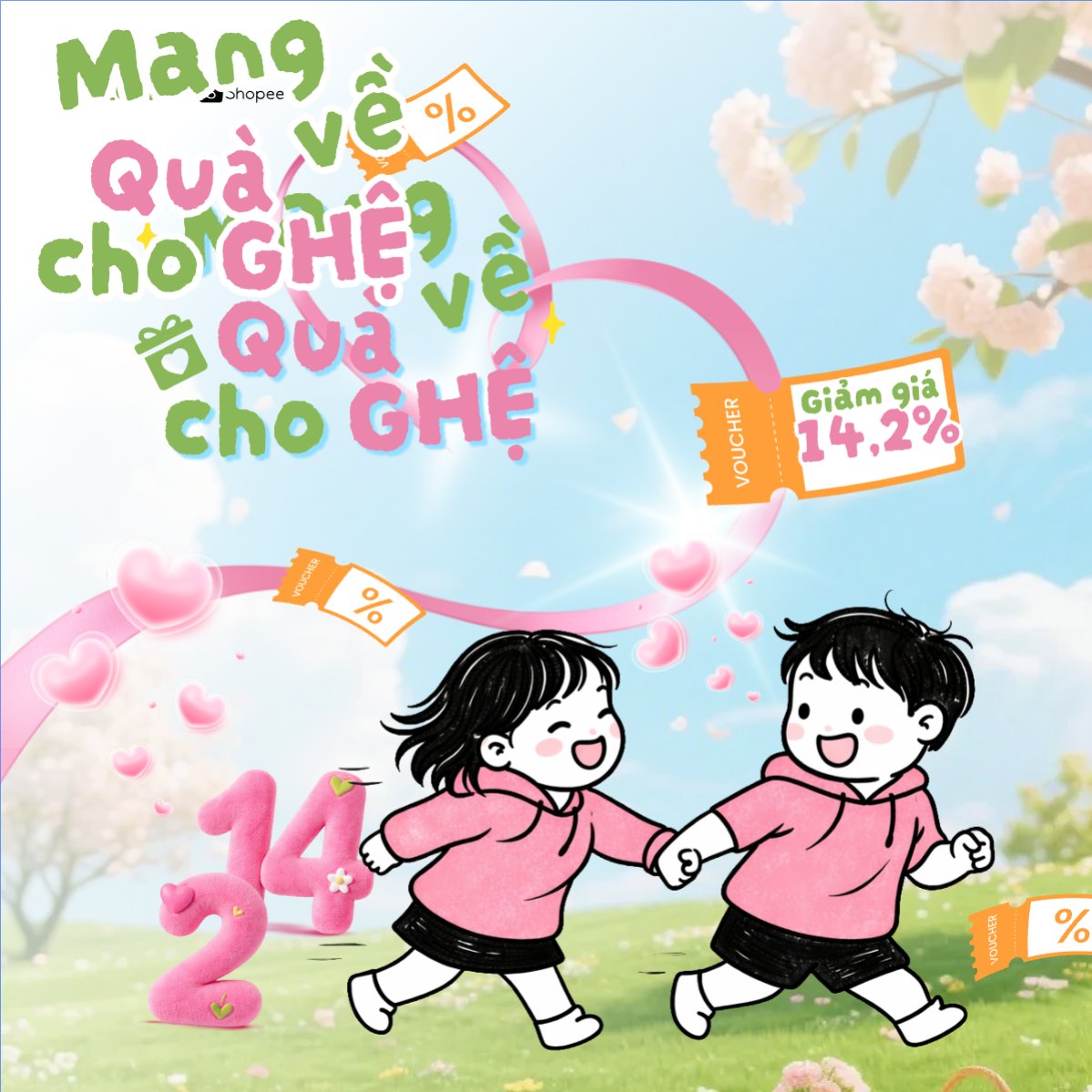 Mẫu Bài post MXH vuông Mang quà về cho ghệ — LayerPic