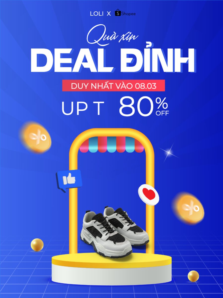 Mẫu Banner dọc Mua sắm, giảm giá, sale, giày, shoes, du lịch, travel, thời trang, fashion — LayerPic