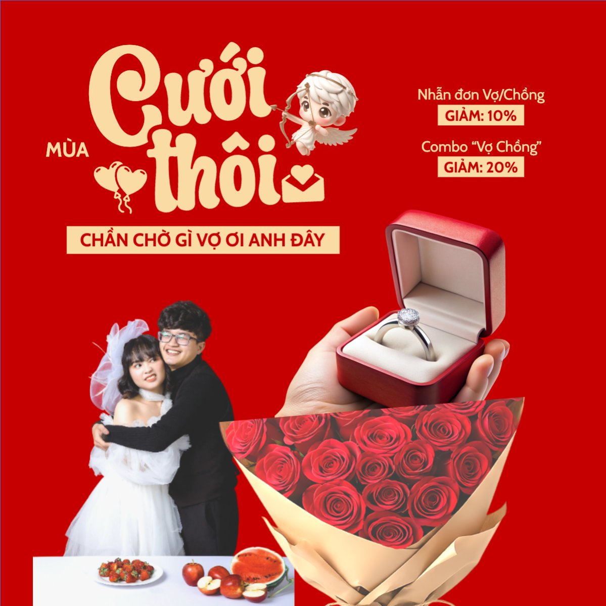 Mẫu Bài post MXH vuông Mùa yêu cưới thôi — LayerPic