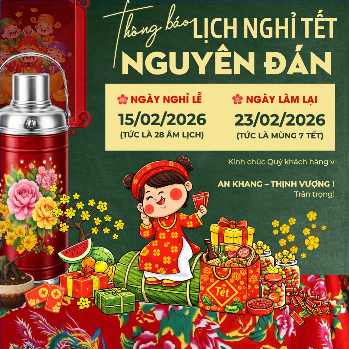 Mẫu Bài post MXH vuông Nghỉ tết Nguyên Đán — LayerPic