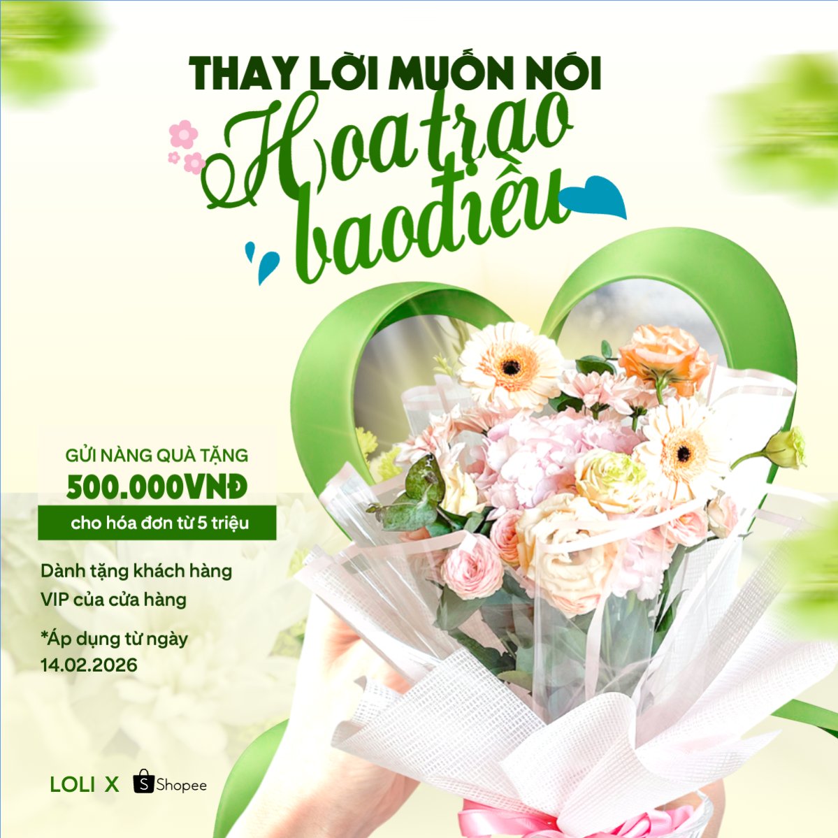 Mẫu Bài post MXH vuông Thay lời muốn nói hoa trao bao điều — LayerPic