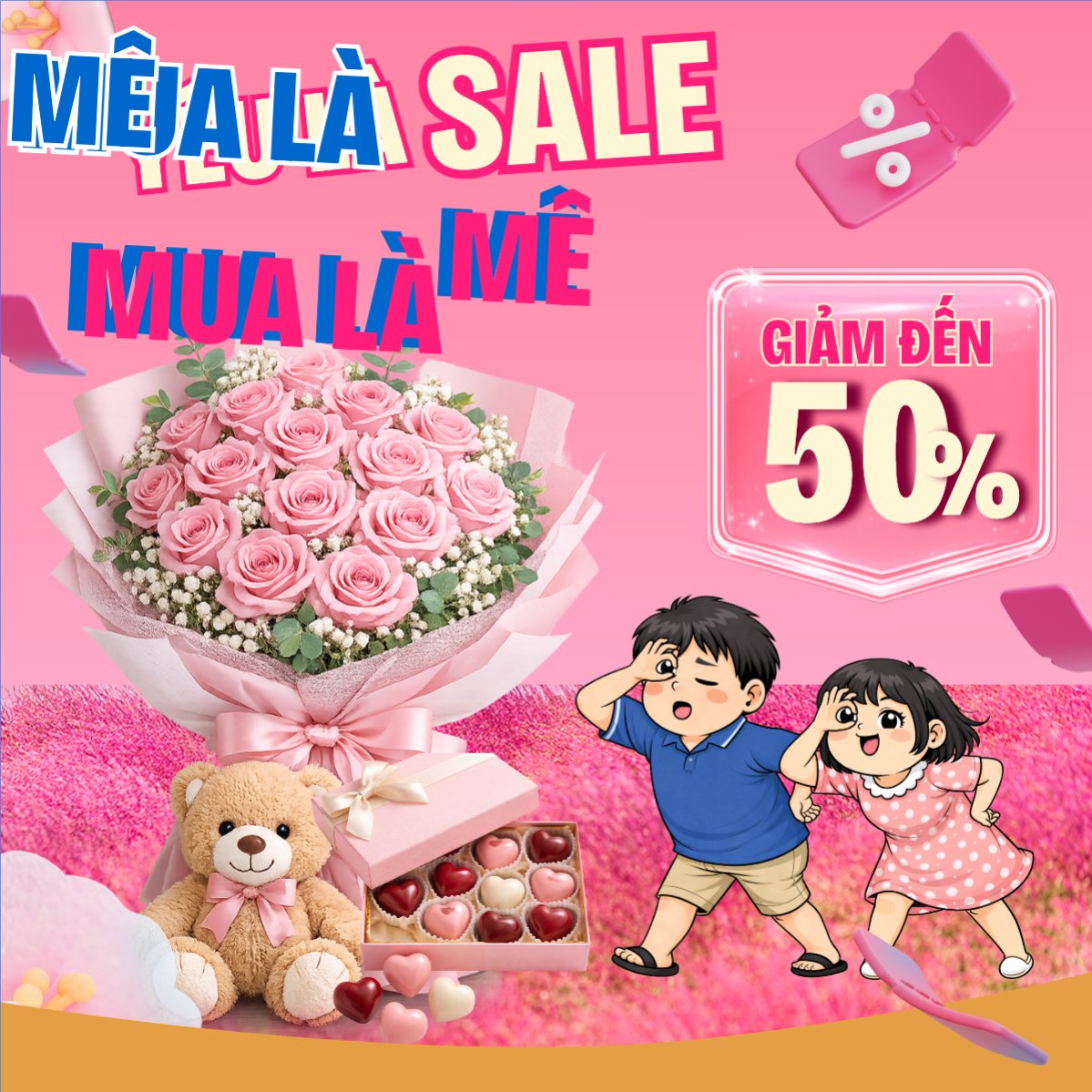 Mẫu Bài post MXH vuông Yêu là sale mua là mê — LayerPic