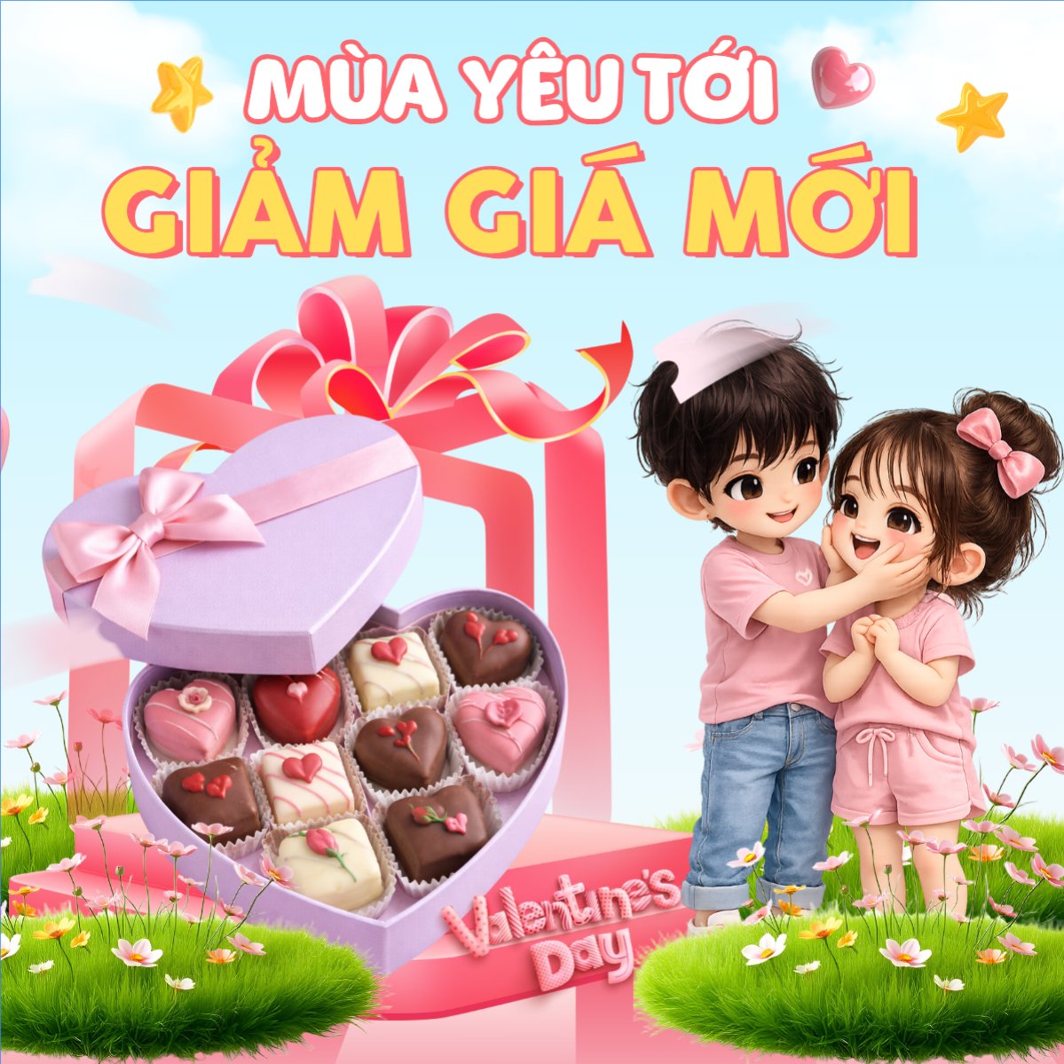 Mẫu Bài post MXH vuông Mùa yêu tới giảm giá mới — LayerPic