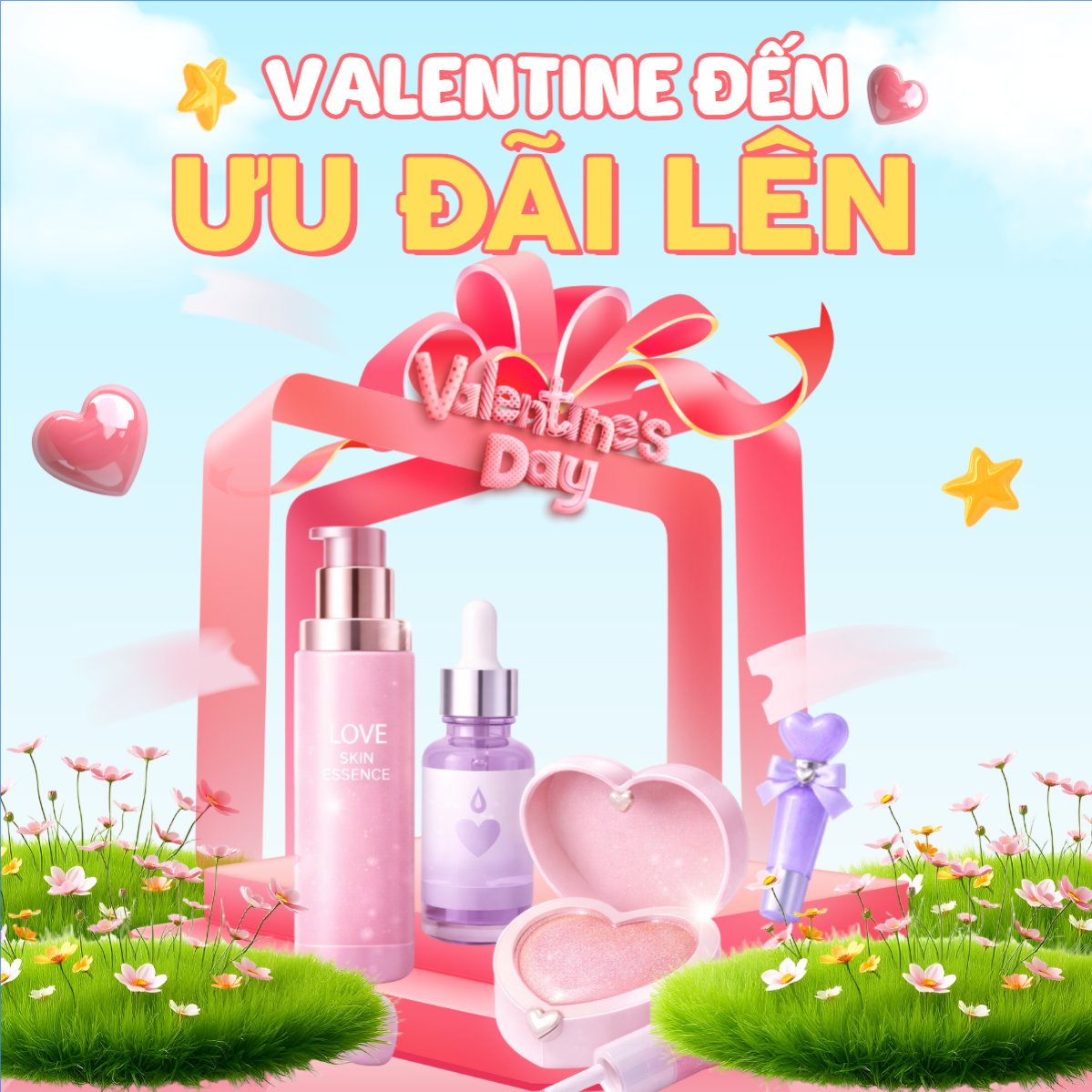 Mẫu Bài post MXH vuông Valentine đến ưu đãi lên — LayerPic