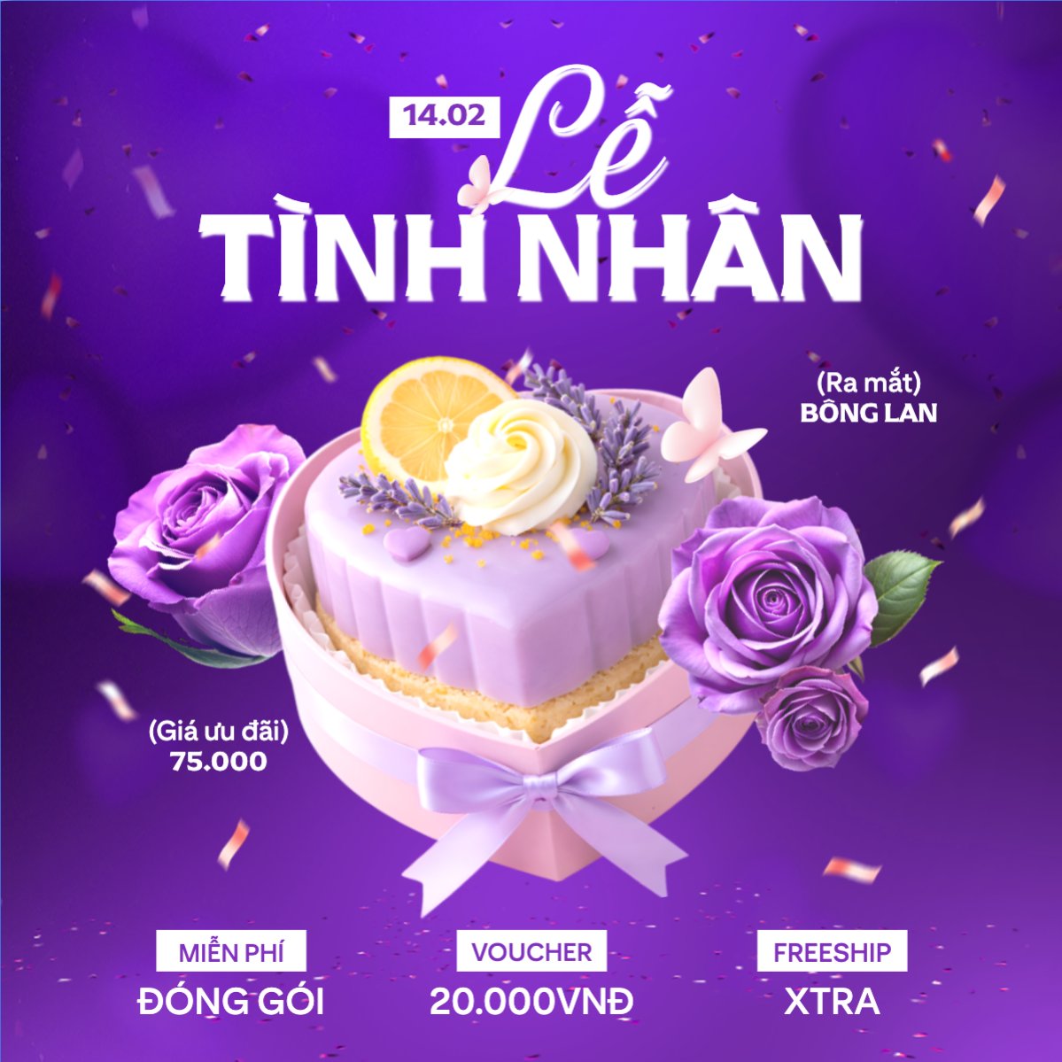Mẫu Bài post MXH vuông Lễ tình nhân 14.2 — LayerPic