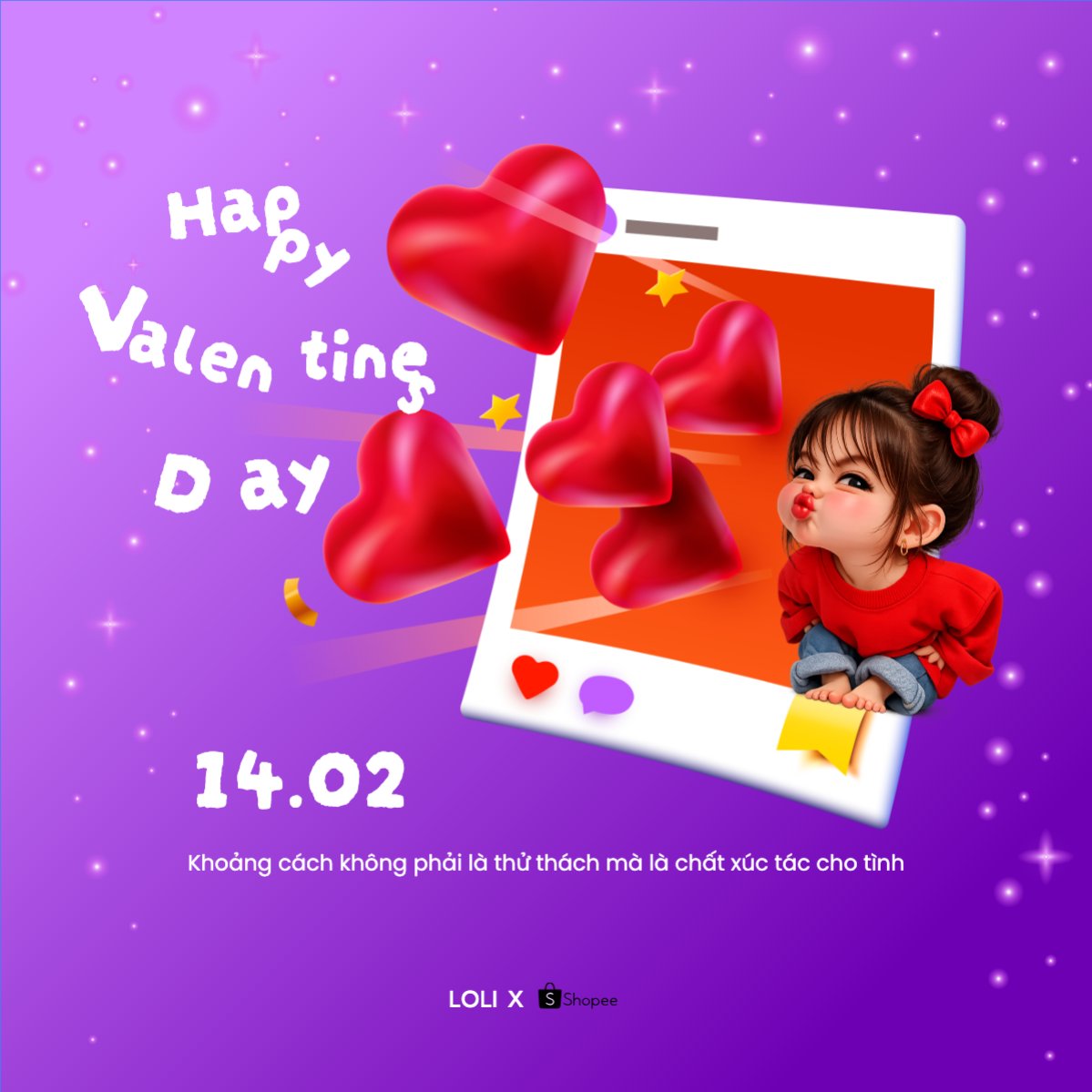 Mẫu Bài post MXH vuông Happy Valentine's Day — LayerPic
