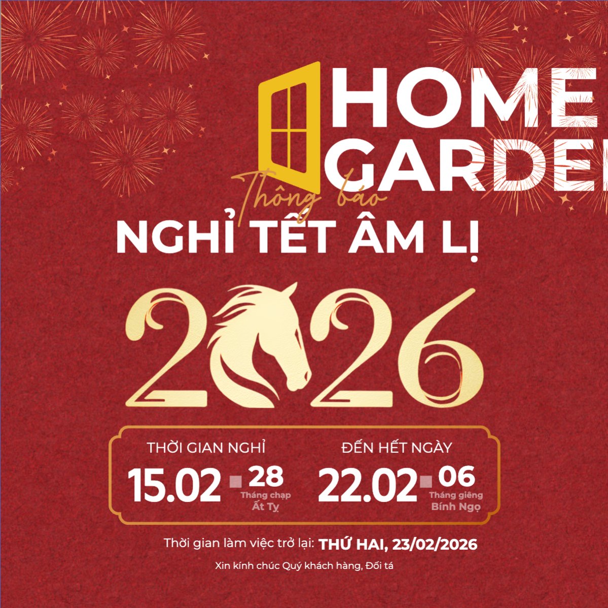 Mẫu Bài post MXH vuông Thông báo nghỉ tết âm lịch — LayerPic