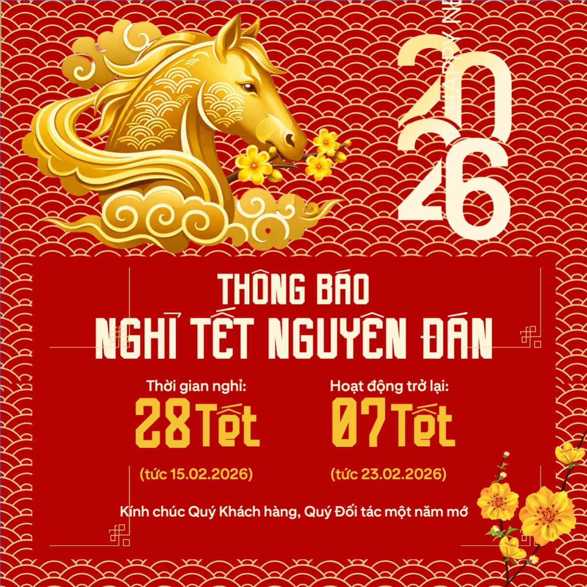 Mẫu Bài post MXH vuông Thông báo nghỉ tết Nguyên Đán — LayerPic