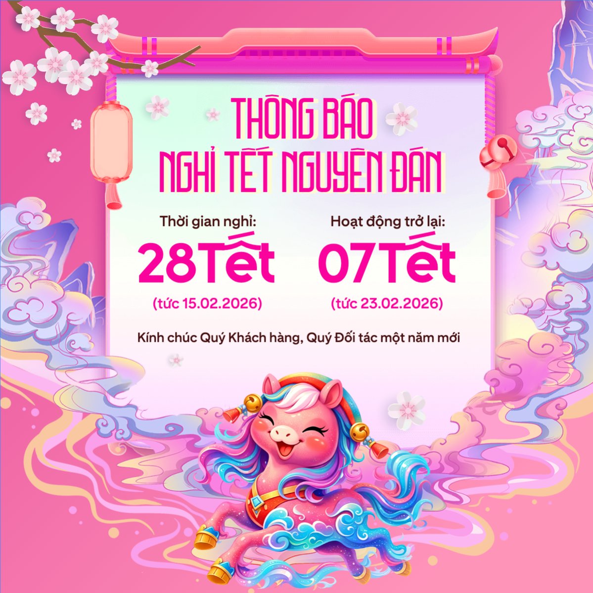 Mẫu Bài post MXH vuông Thông báo nghỉ tết Nguyên Đán — LayerPic