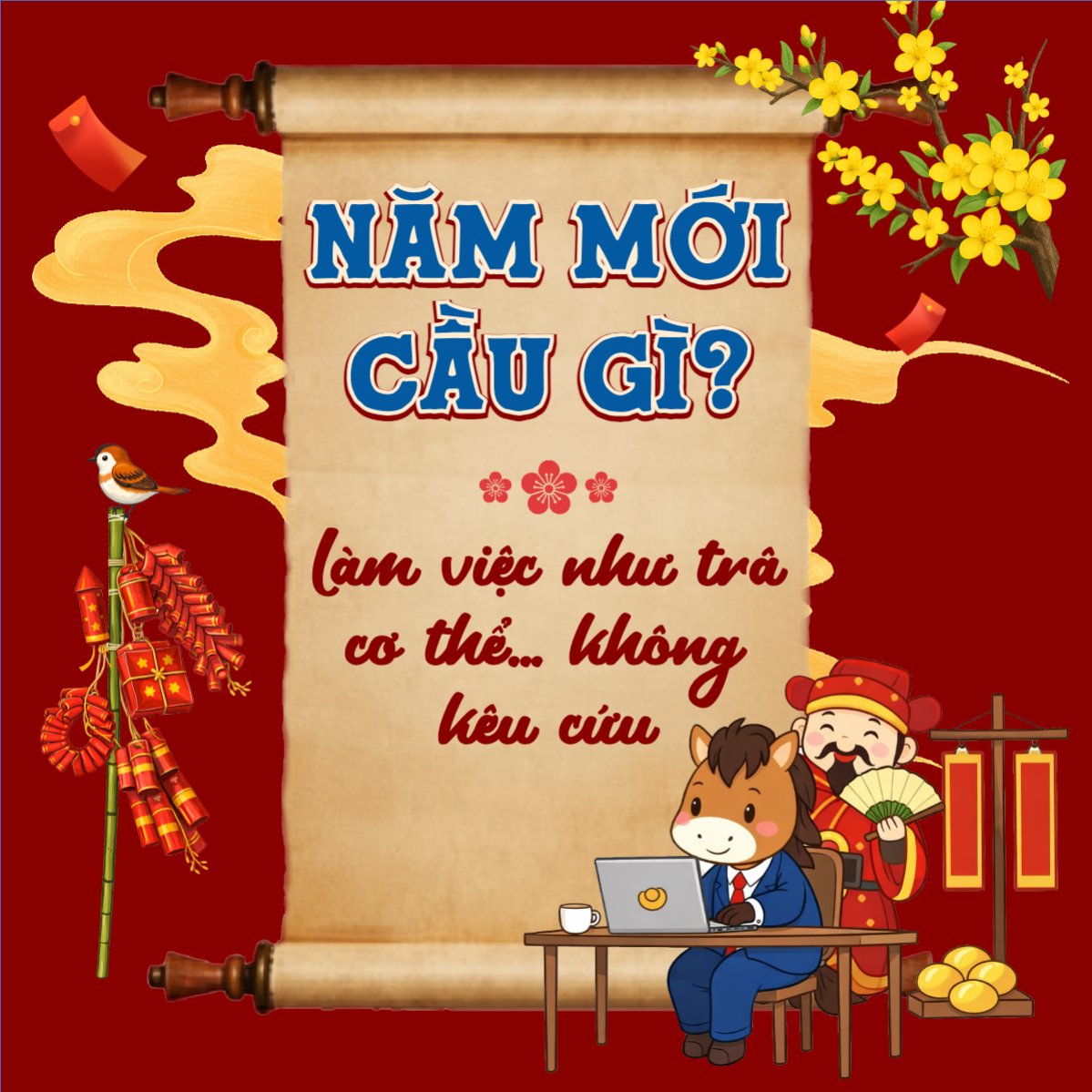 Mẫu Bài post MXH vuông Năm mới cầu gì? — LayerPic