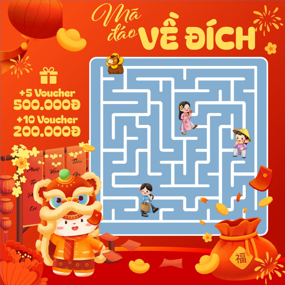 Mẫu Bài post MXH vuông Mã đáo về đích — LayerPic
