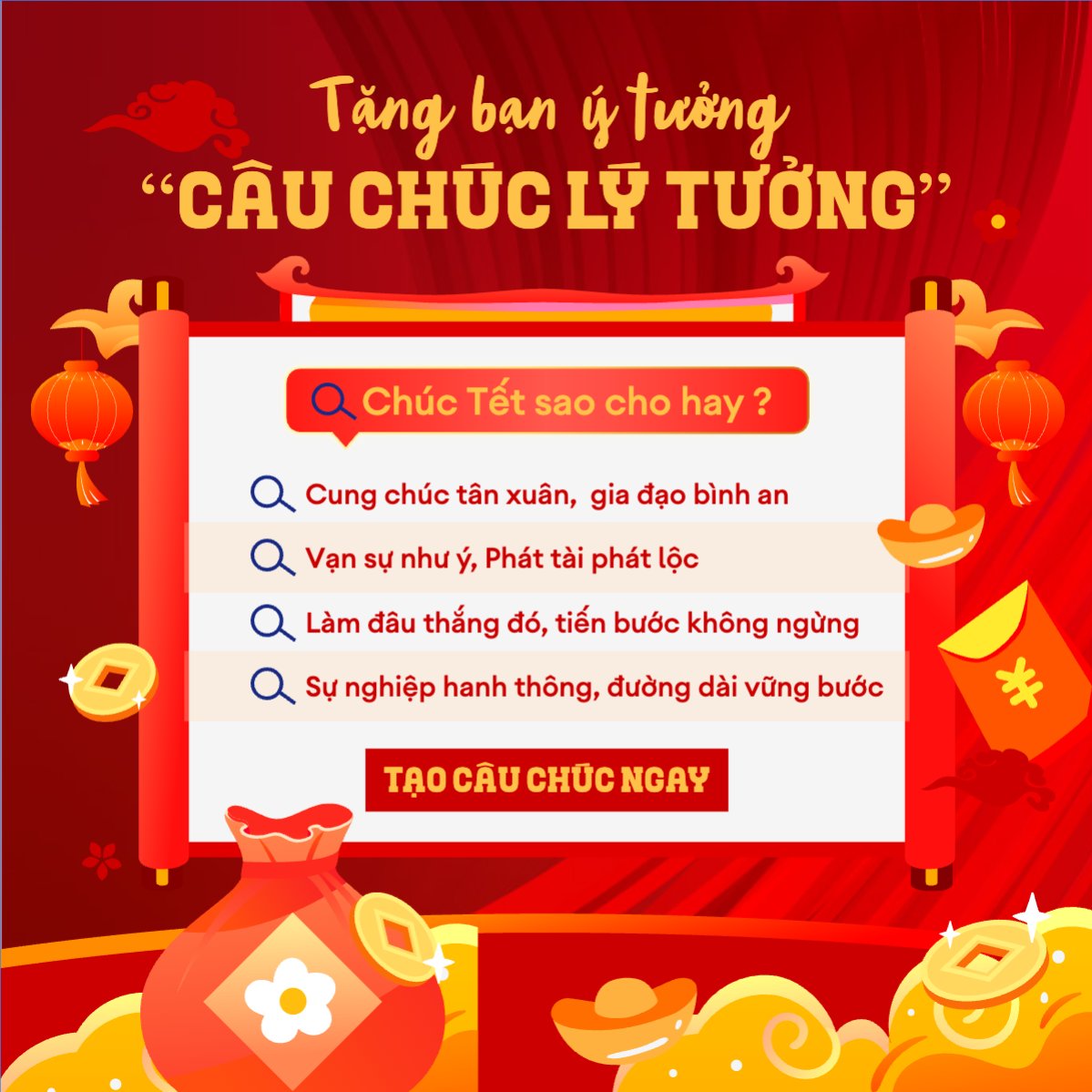 Mẫu Bài post MXH vuông Tặng bạn ý tưởng câu chúc lý tưởng — LayerPic
