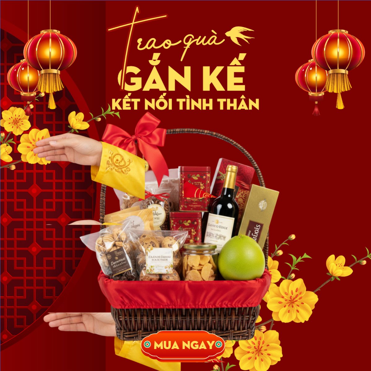 Mẫu Bài post MXH vuông Trao quà gắn kết kết nối tình thân — LayerPic