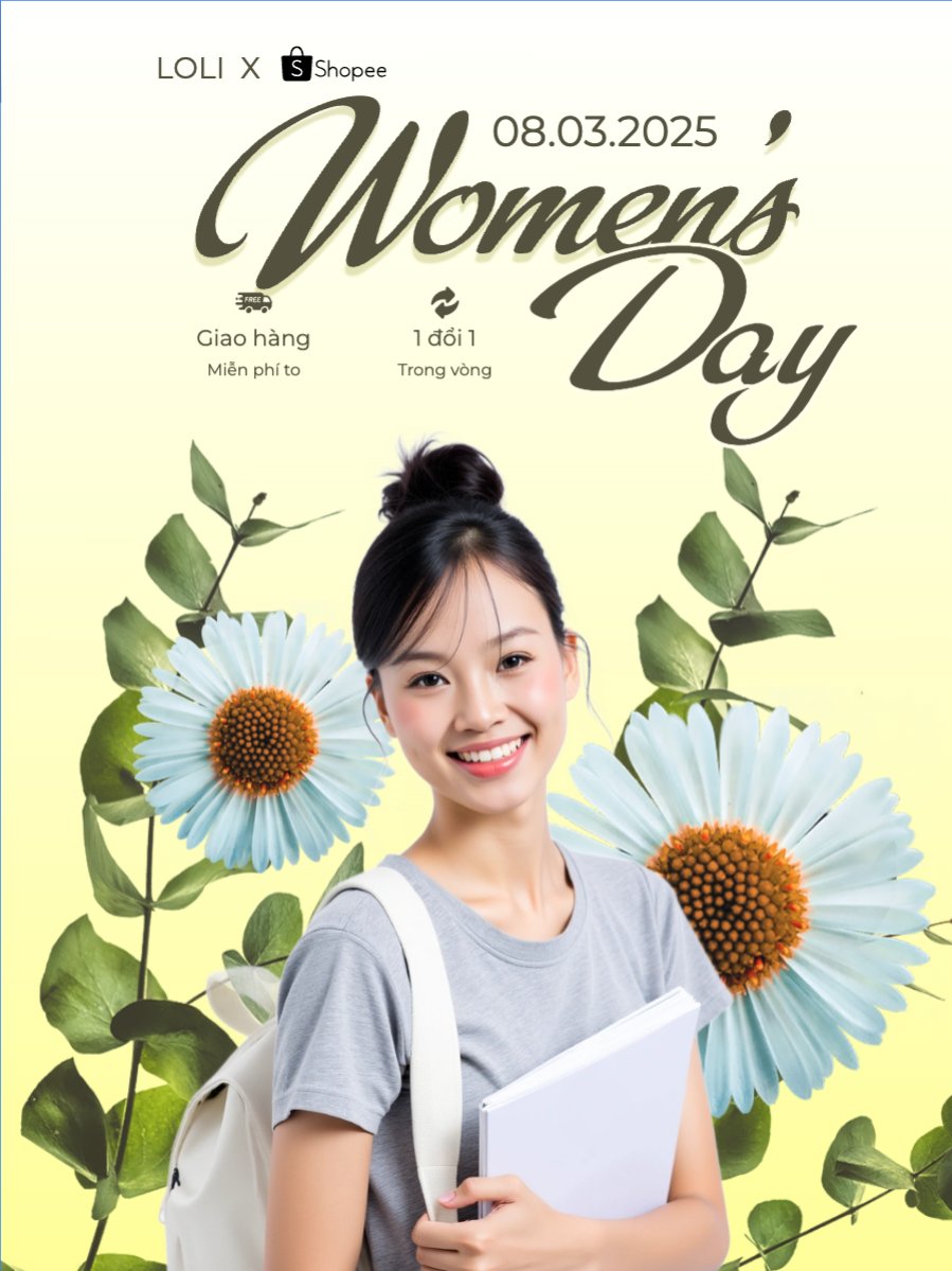 Mẫu Banner dọc Mua sắm, giảm giá, sale, 8/3, quốc tế phụ nữ, women's day, beauty, làm đẹp, thẩm mỹ, sự kiện, event — LayerPic