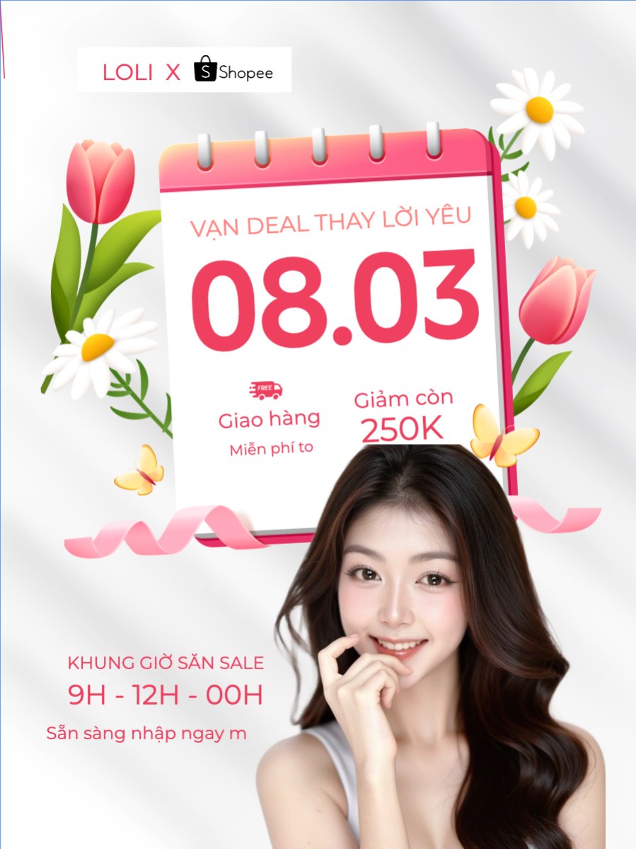 Mẫu Banner dọc Mua sắm, giảm giá, sale, 8/3, quốc tế phụ nữ, women's day, beauty, làm đẹp, thẩm mỹ, sự kiện, event — LayerPic