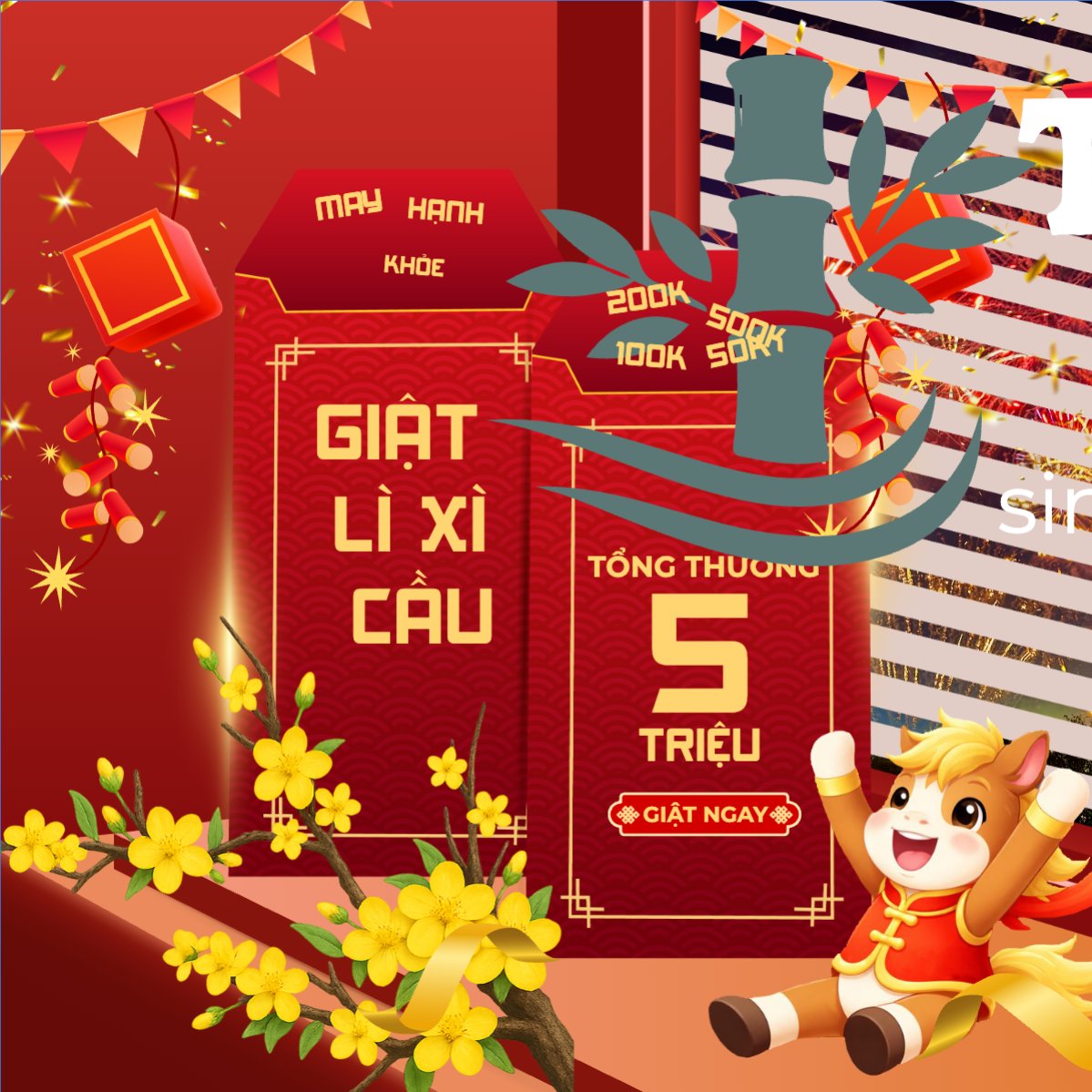 Mẫu Bài post MXH vuông Giật lì xì cầu may — LayerPic