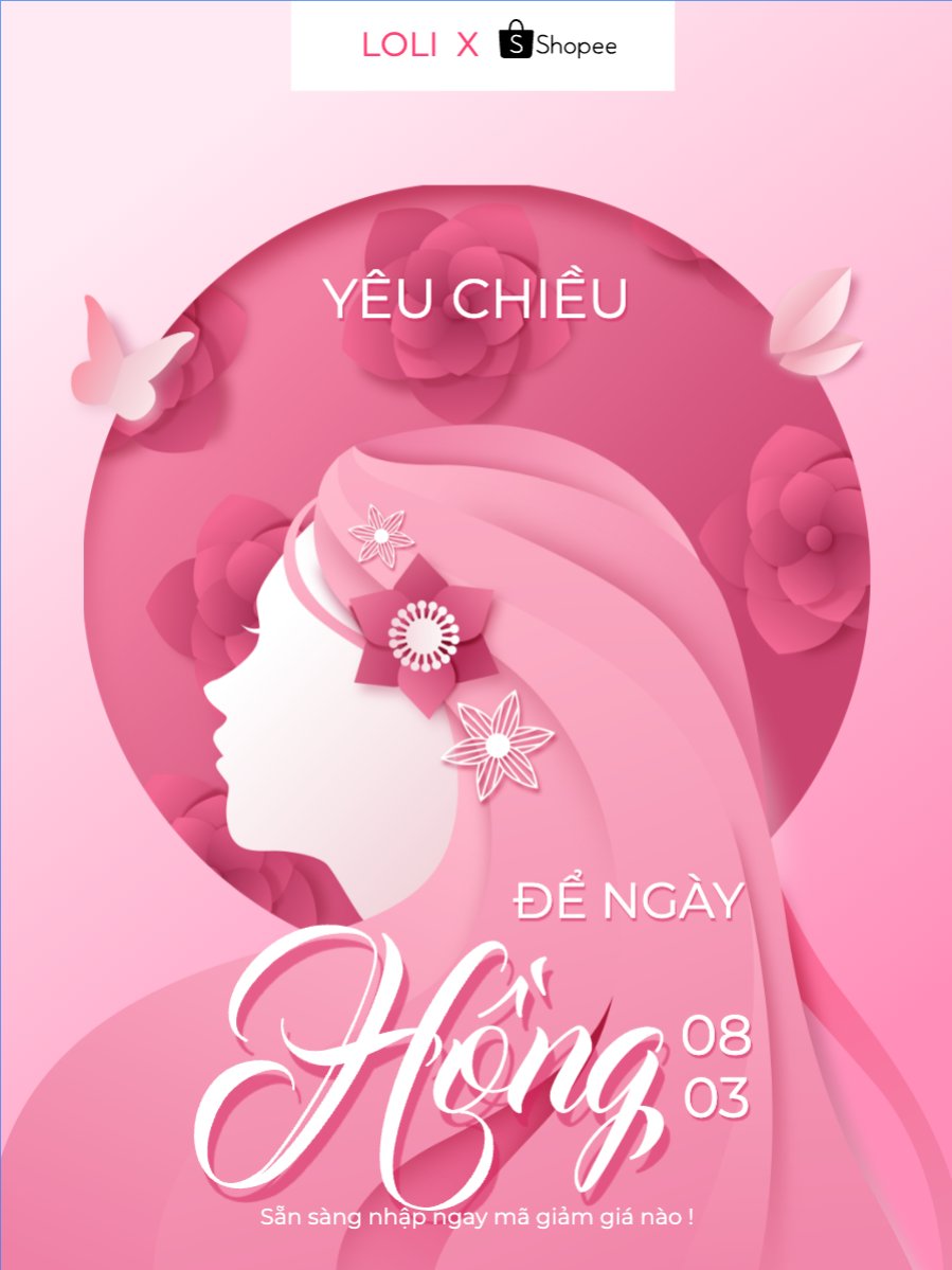 Mẫu Banner dọc Mua sắm, giảm giá, sale, 8/3, quốc tế phụ nữ, women's day, beauty, làm đẹp, thẩm mỹ, sự kiện, event — LayerPic