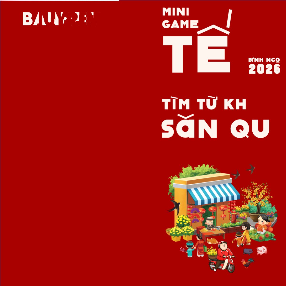Mẫu Bài post MXH vuông Minigame tết bính ngọ 2026 — LayerPic