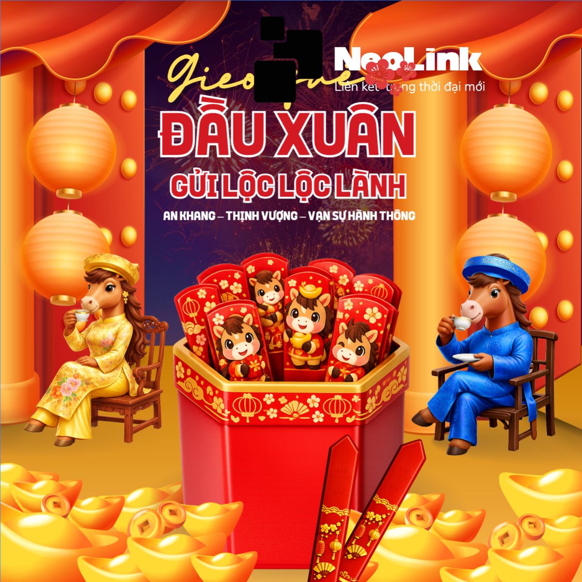 Mẫu Bài post MXH vuông Gieo quẻ đầu xuân gửi lộc lộc lành — LayerPic