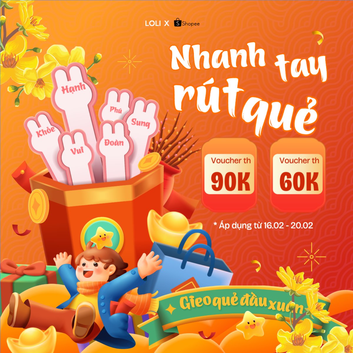 Mẫu Bài post MXH vuông Nhanh tay rút quẻ — LayerPic
